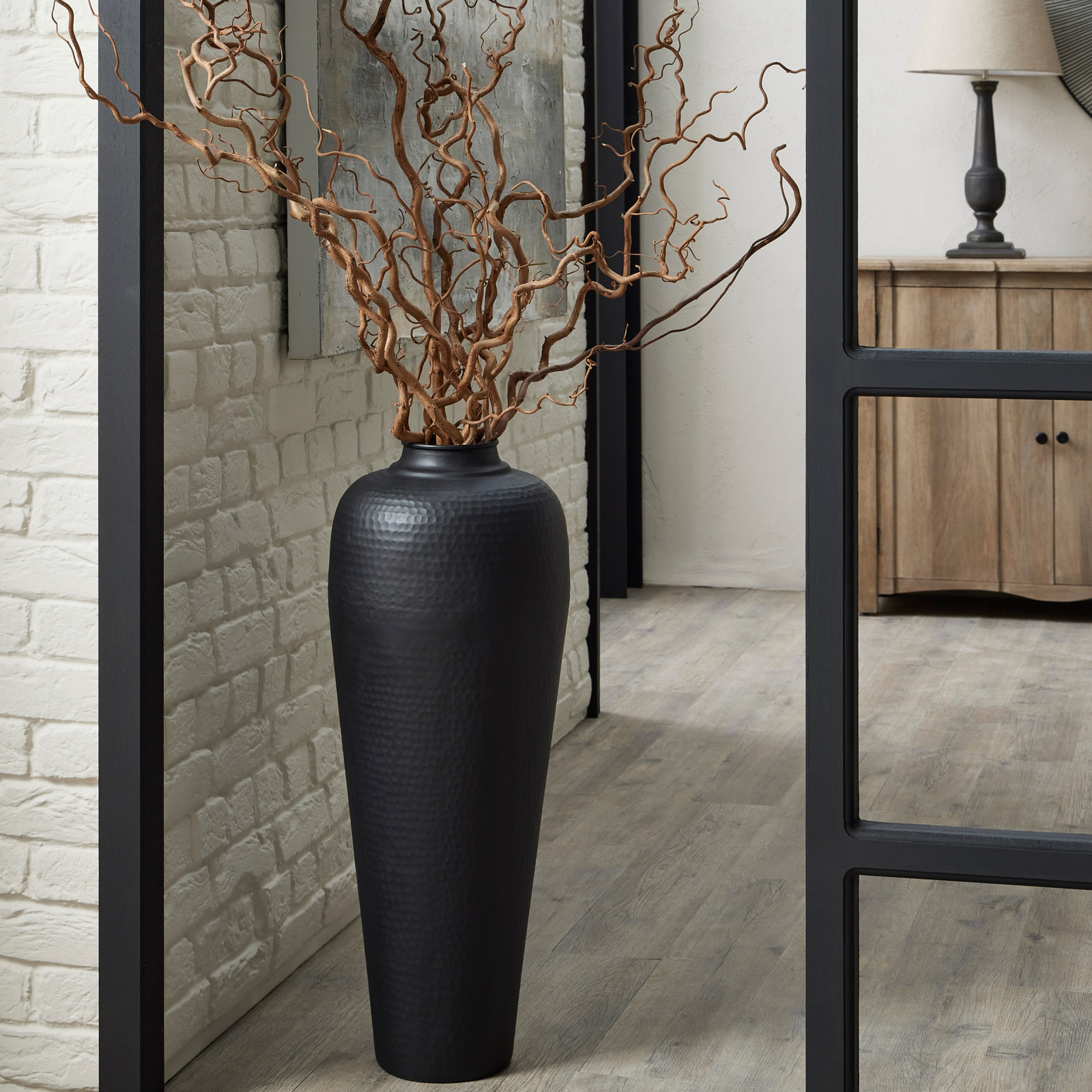 Matt Black Medium Hammered Vase With Lid - Image 7