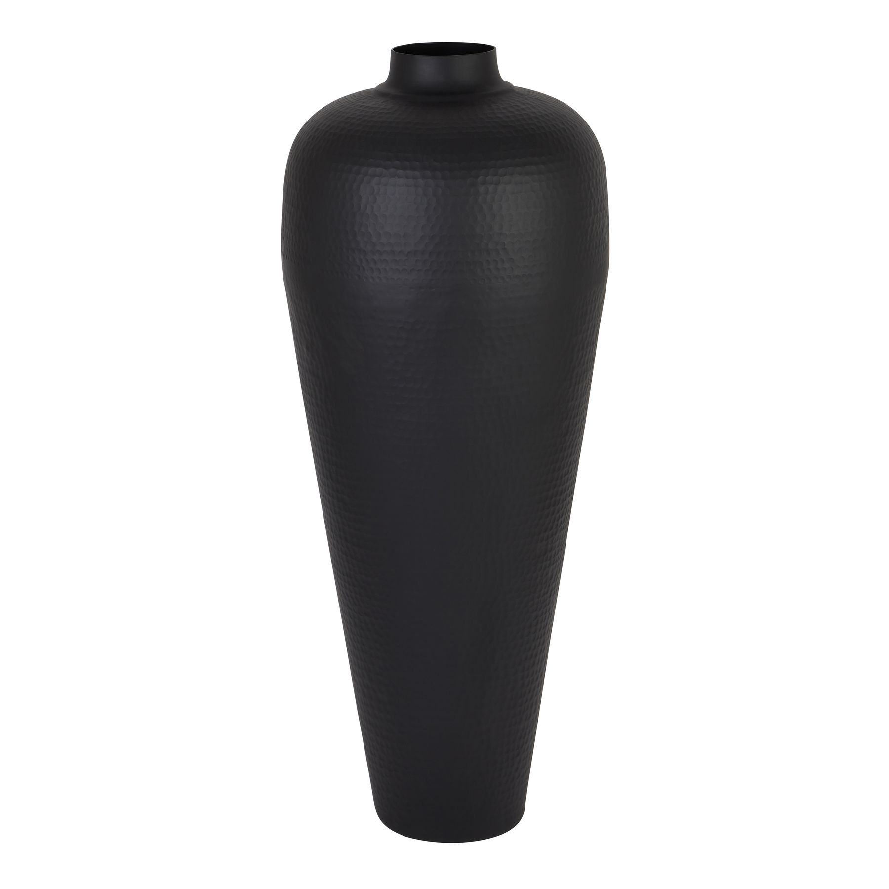 Matt Black Medium Hammered Vase Without Lid - Image 1