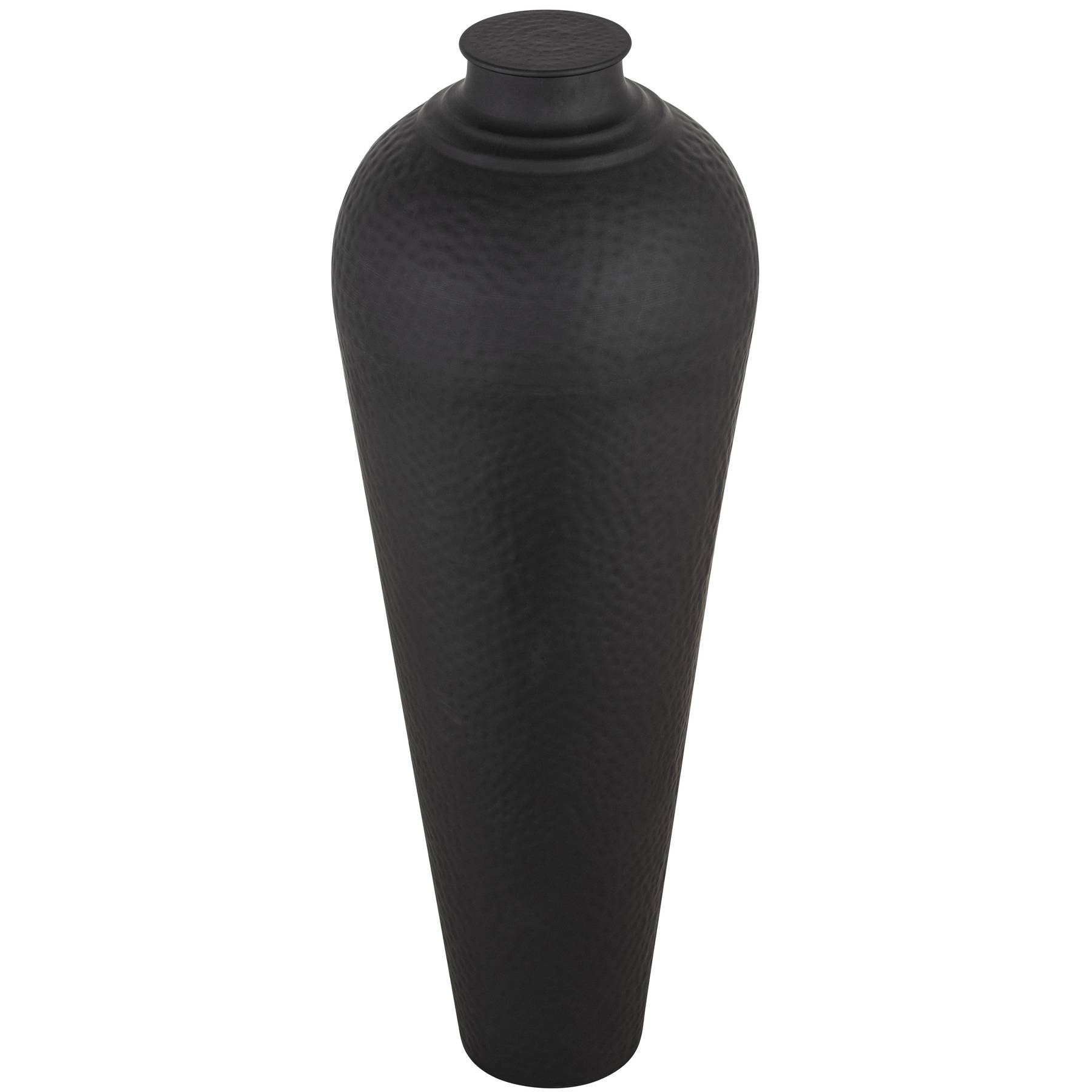 Matt Black Large Hammered Vase With Lid - Image 2