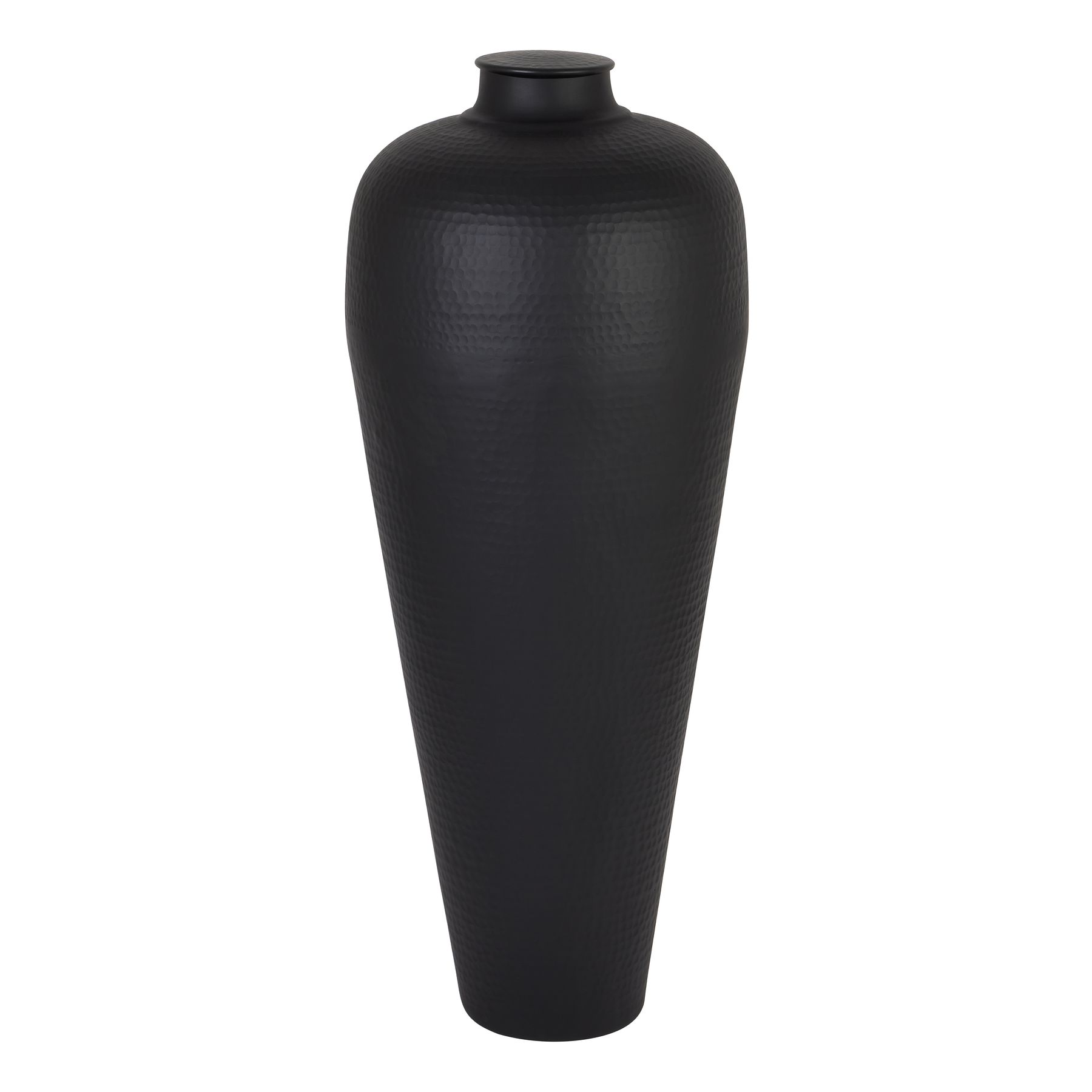 Matt Black Large Hammered Vase With Lid - Image 1