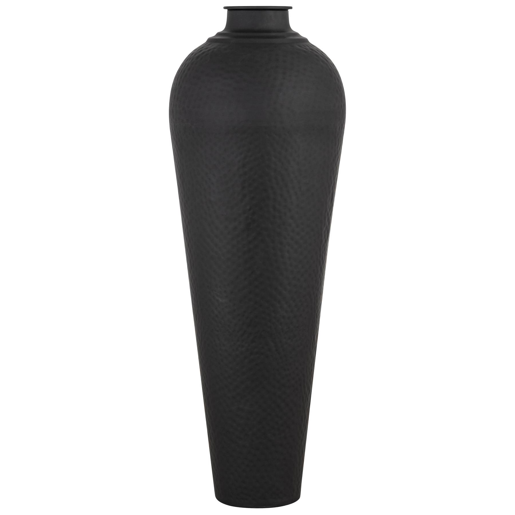 Matt Black Large Hammered Vase With Lid - Image 1