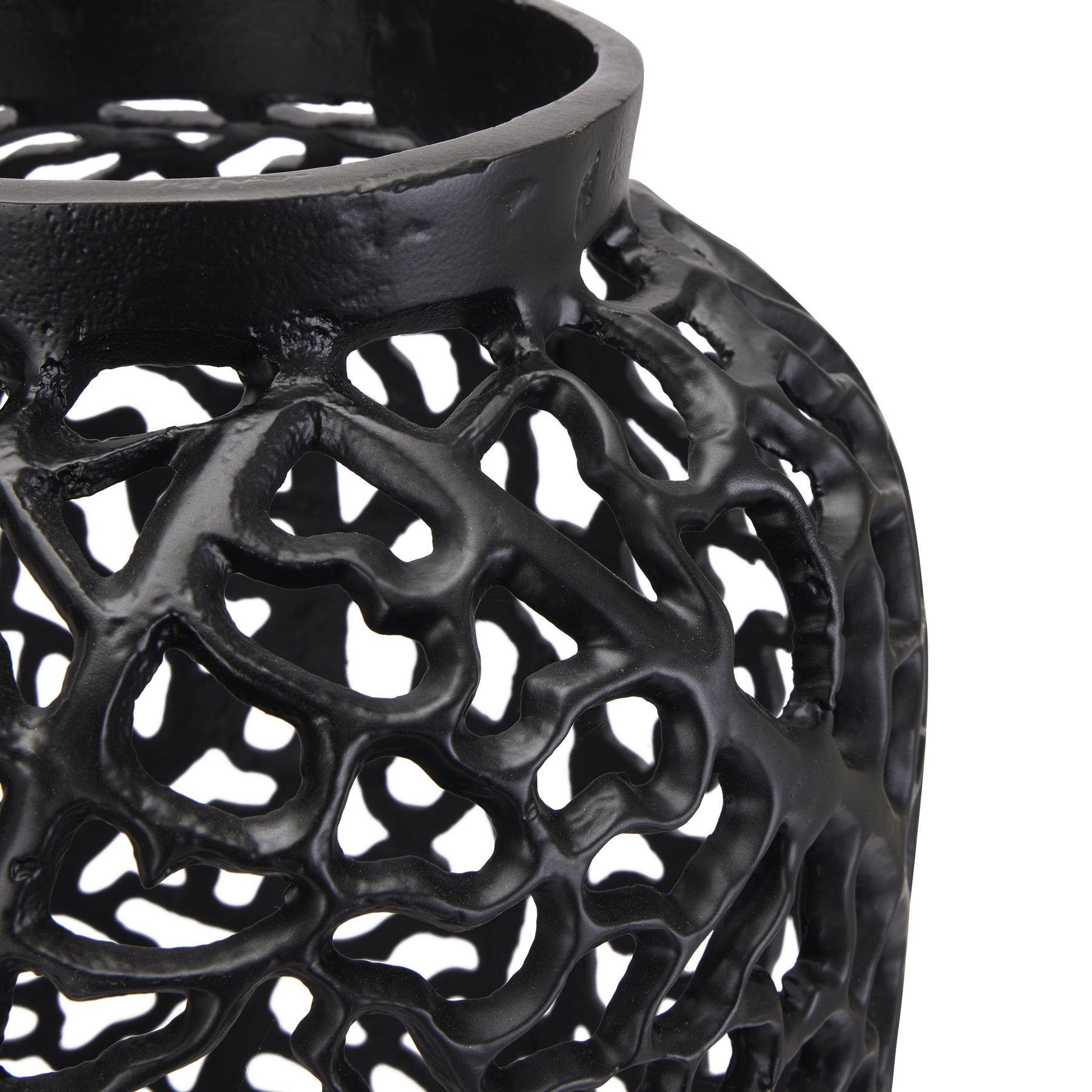 Black Cast Lattice Vase - Image 3