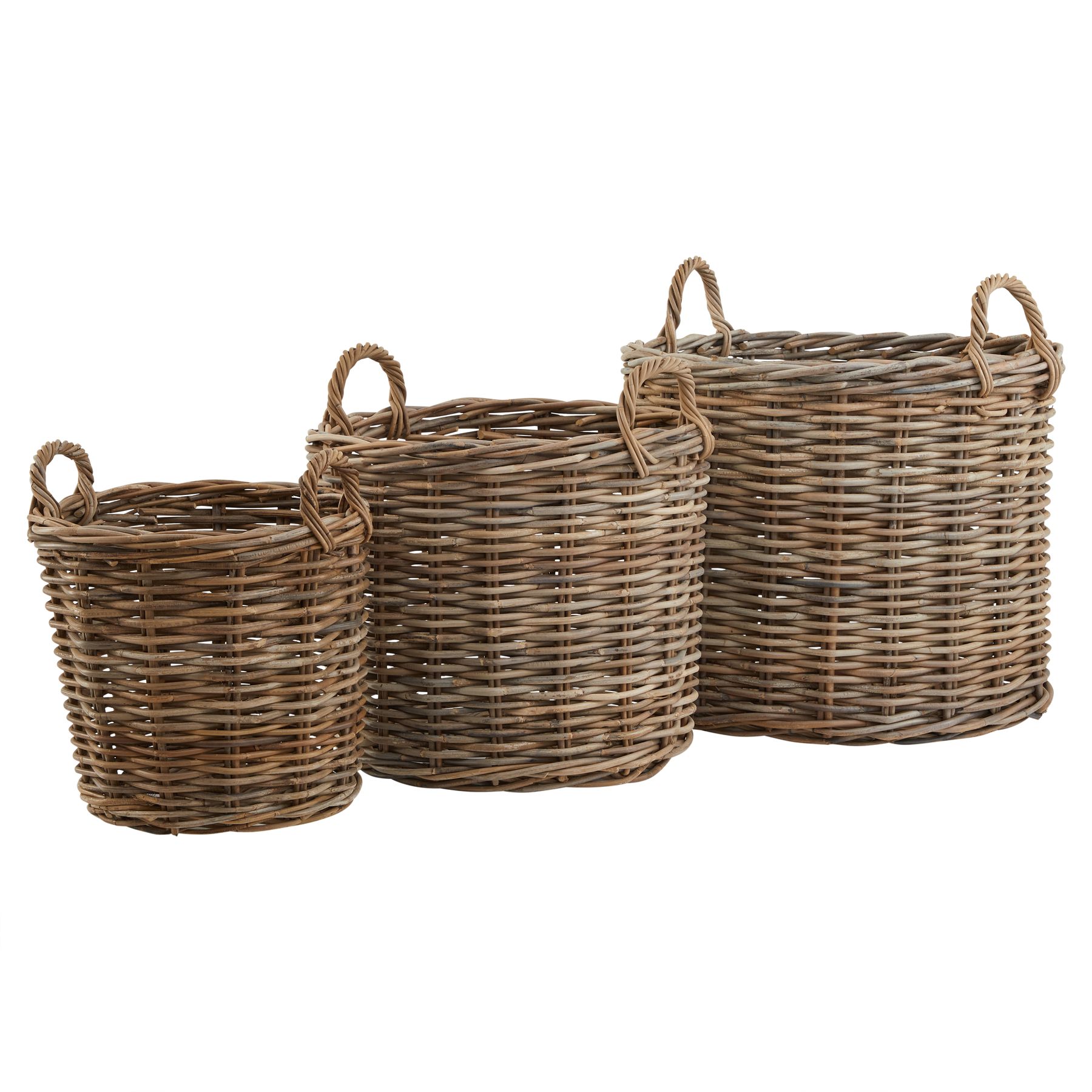 Set of 3 Kubu Rattan Round Storage Baskets - Image 1