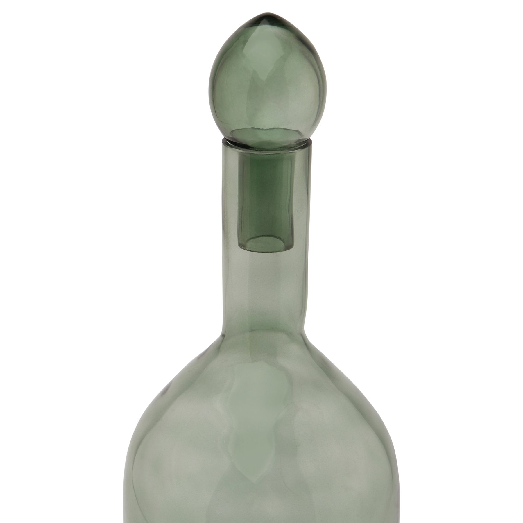 Smoked Sage Glass  Tall Bottle With Stopper - Image 2