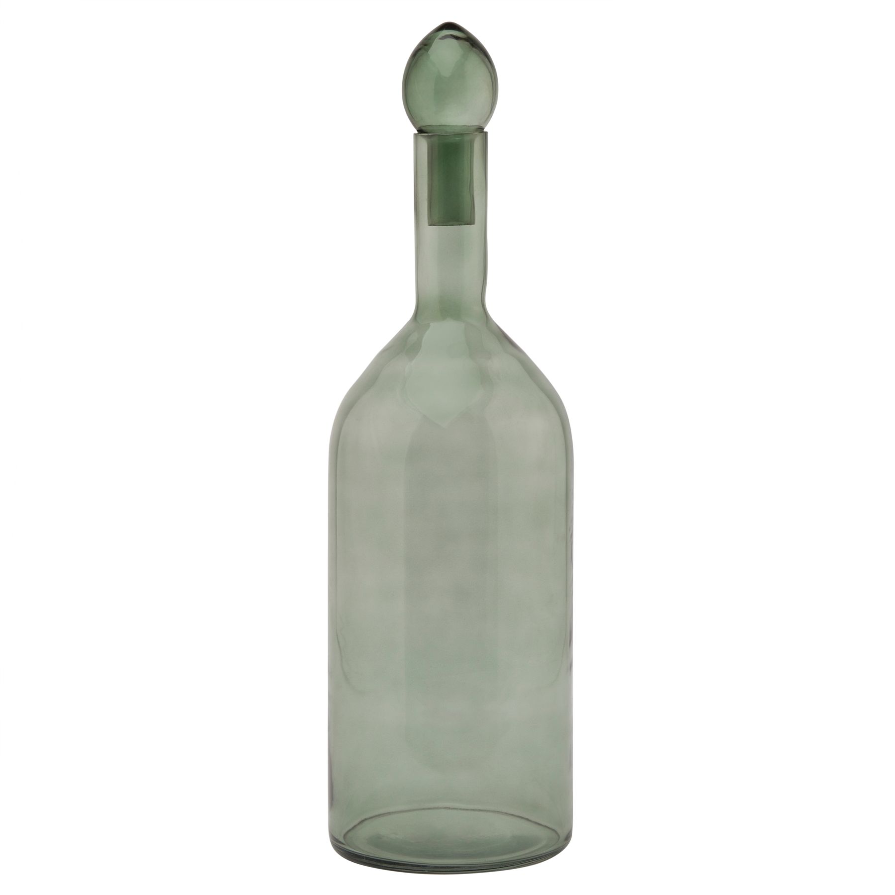 Smoked Sage Glass  Tall Bottle With Stopper - Image 1