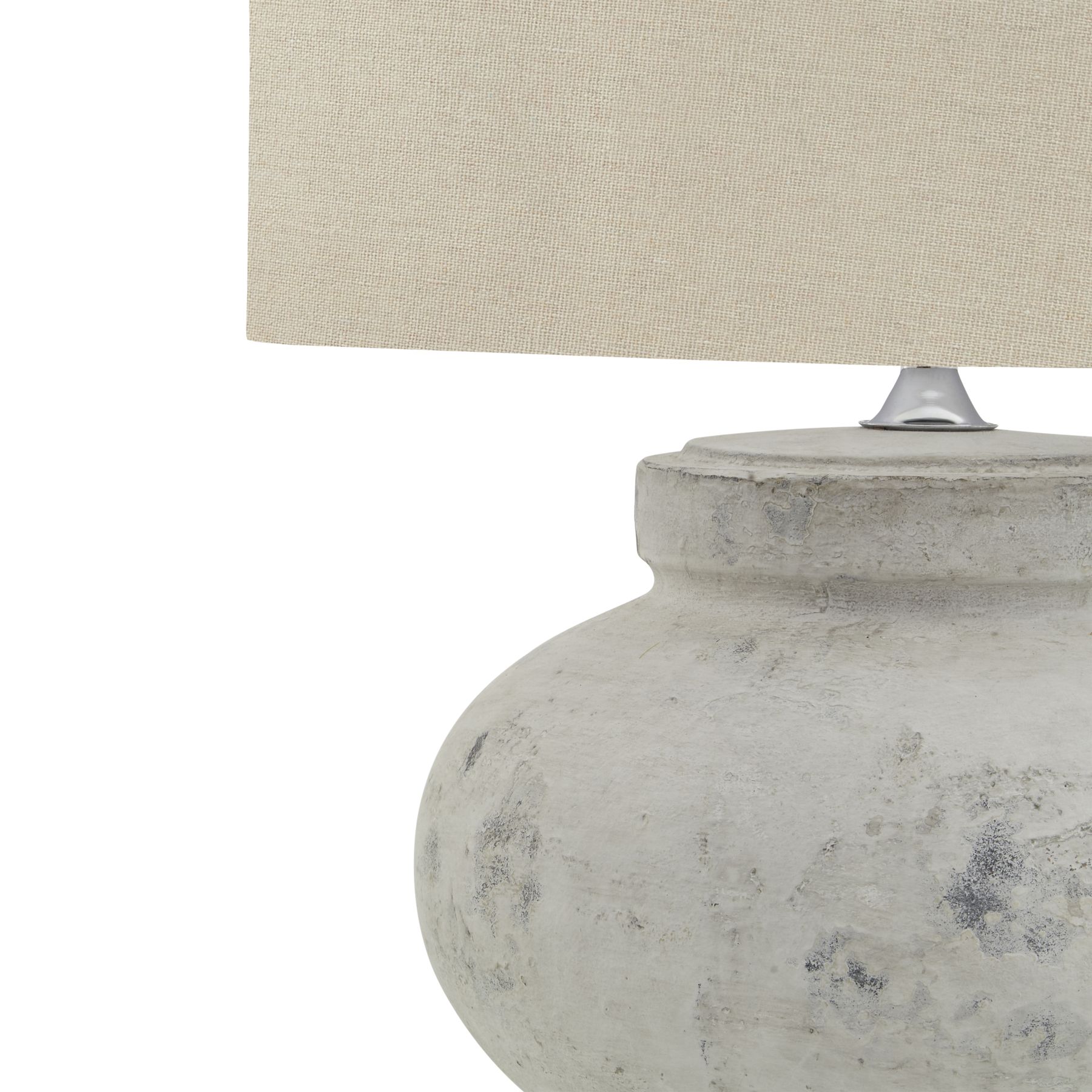 Darcy Antique White Squat Table Lamp With Linen Shade - Image 2