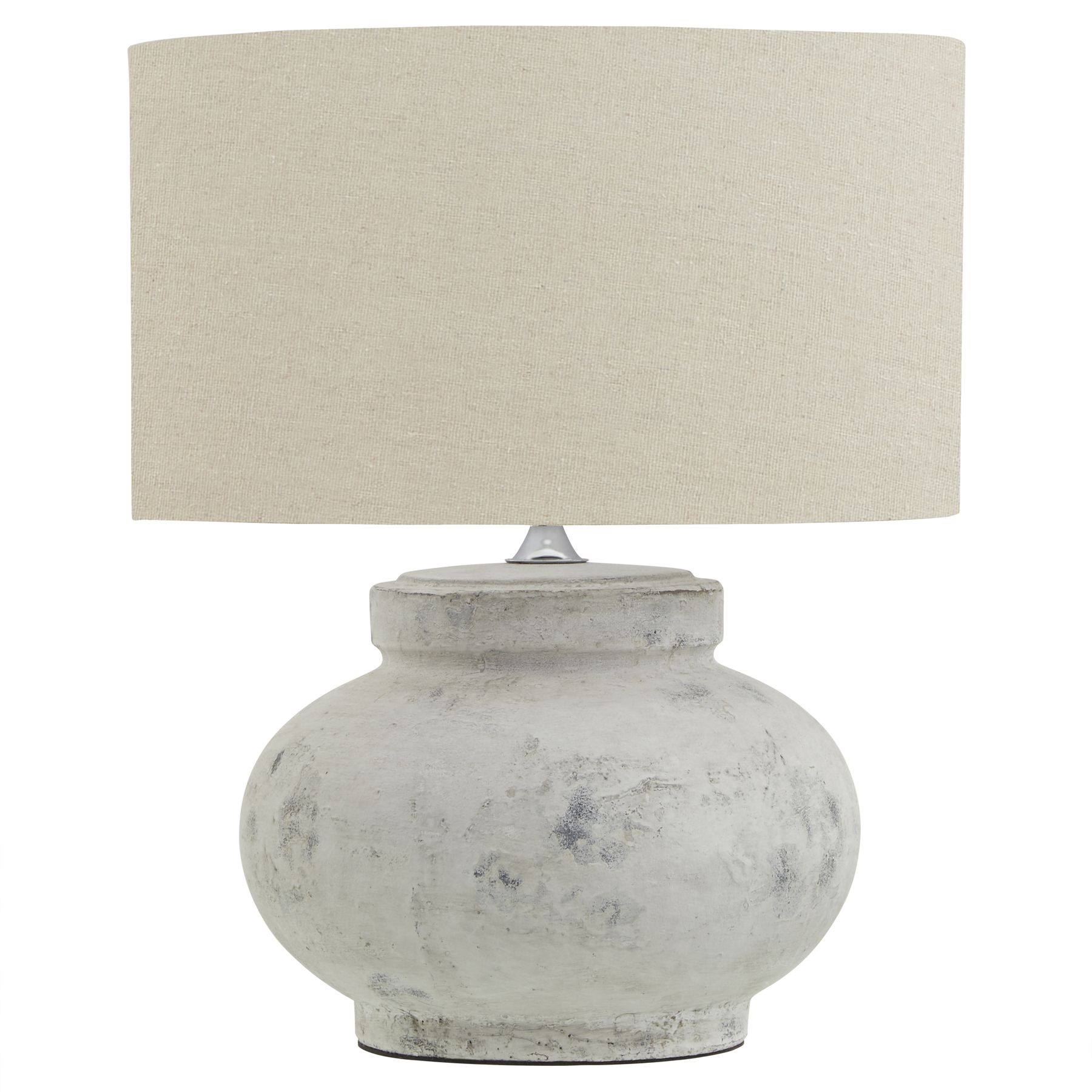 Darcy Antique White Squat Table Lamp With Linen Shade - Image 1