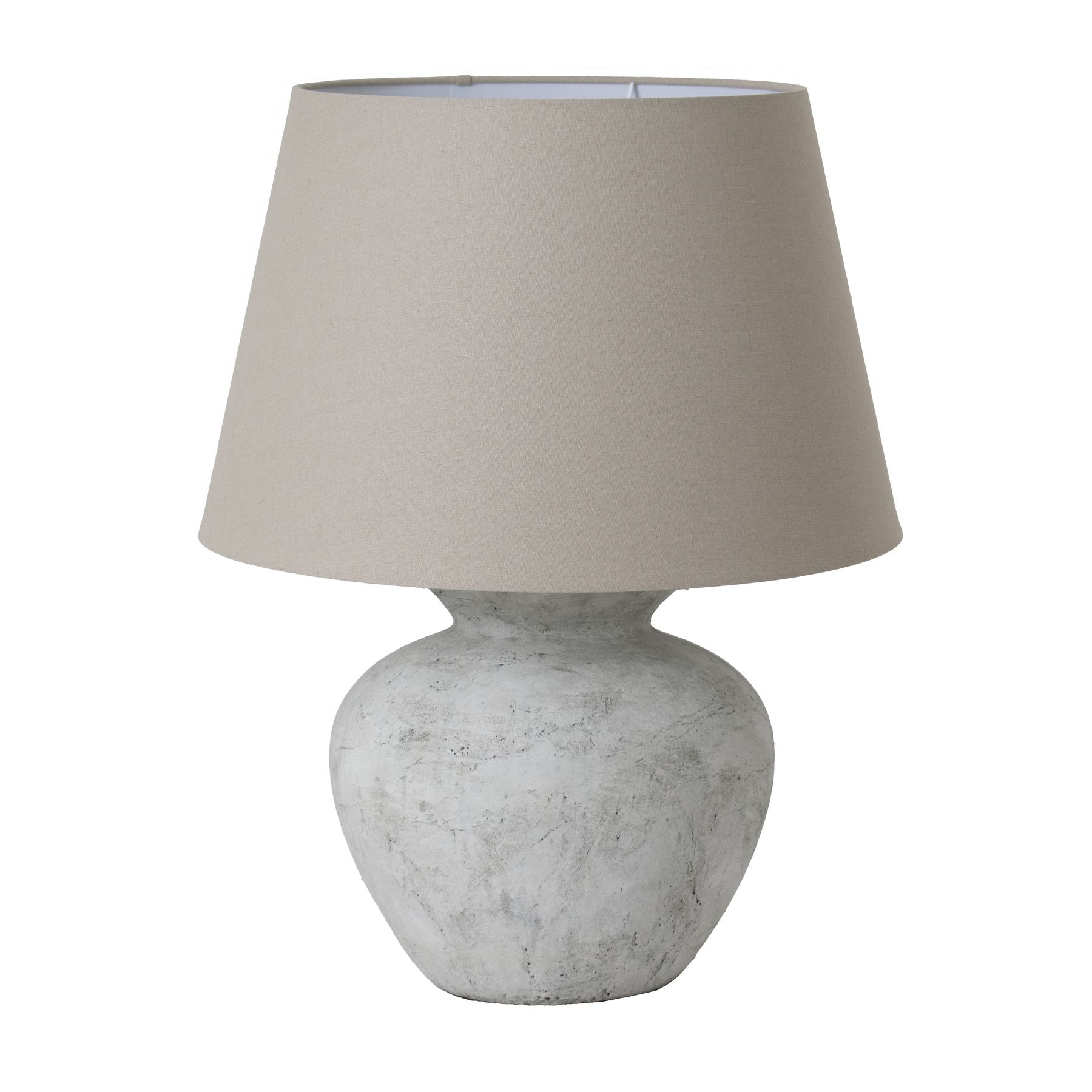 Darcy Antique White Round Table Lamp With Linen Shade - Image 1