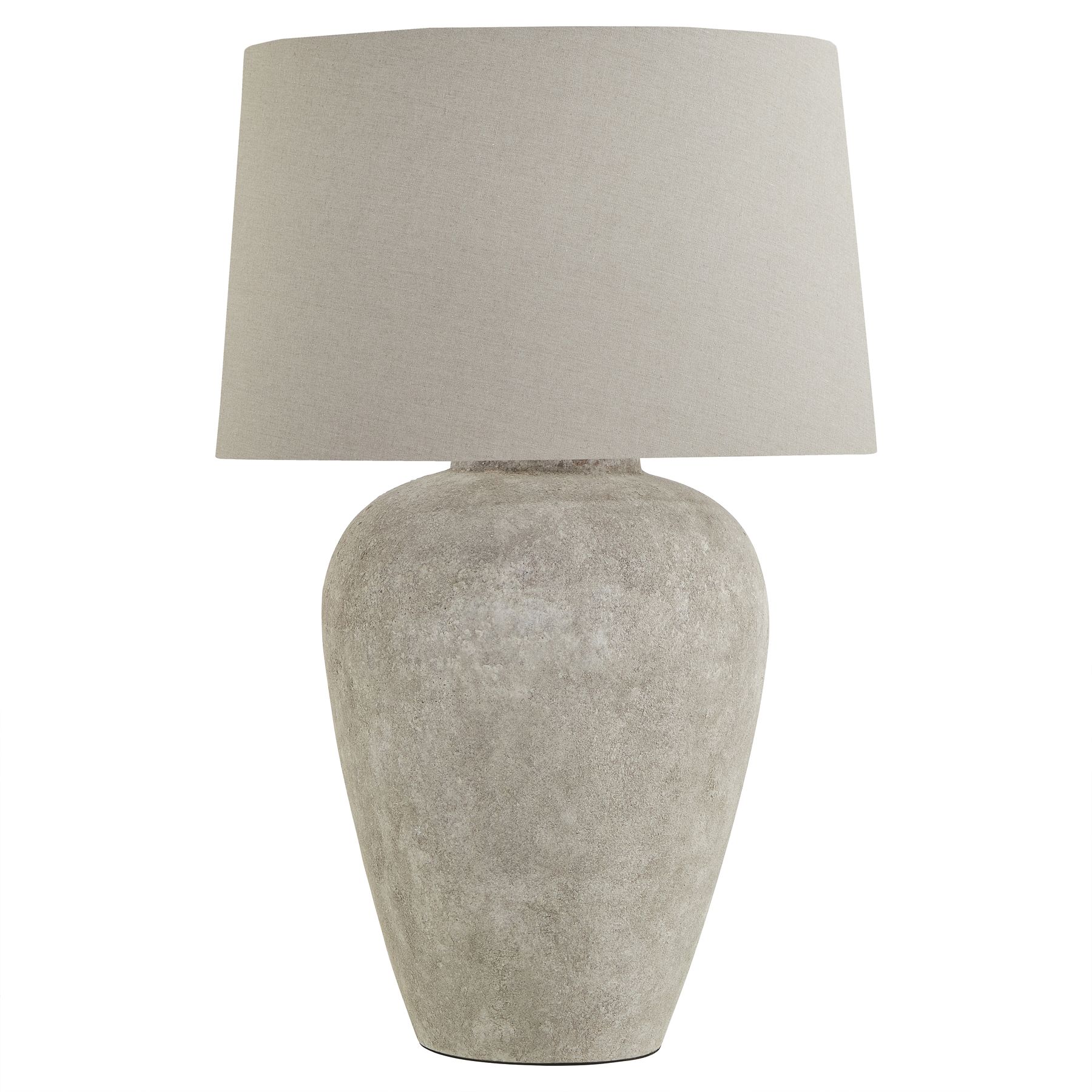 Athena Aged Stone Tall Table Lamp With Linen Shade - Image 1