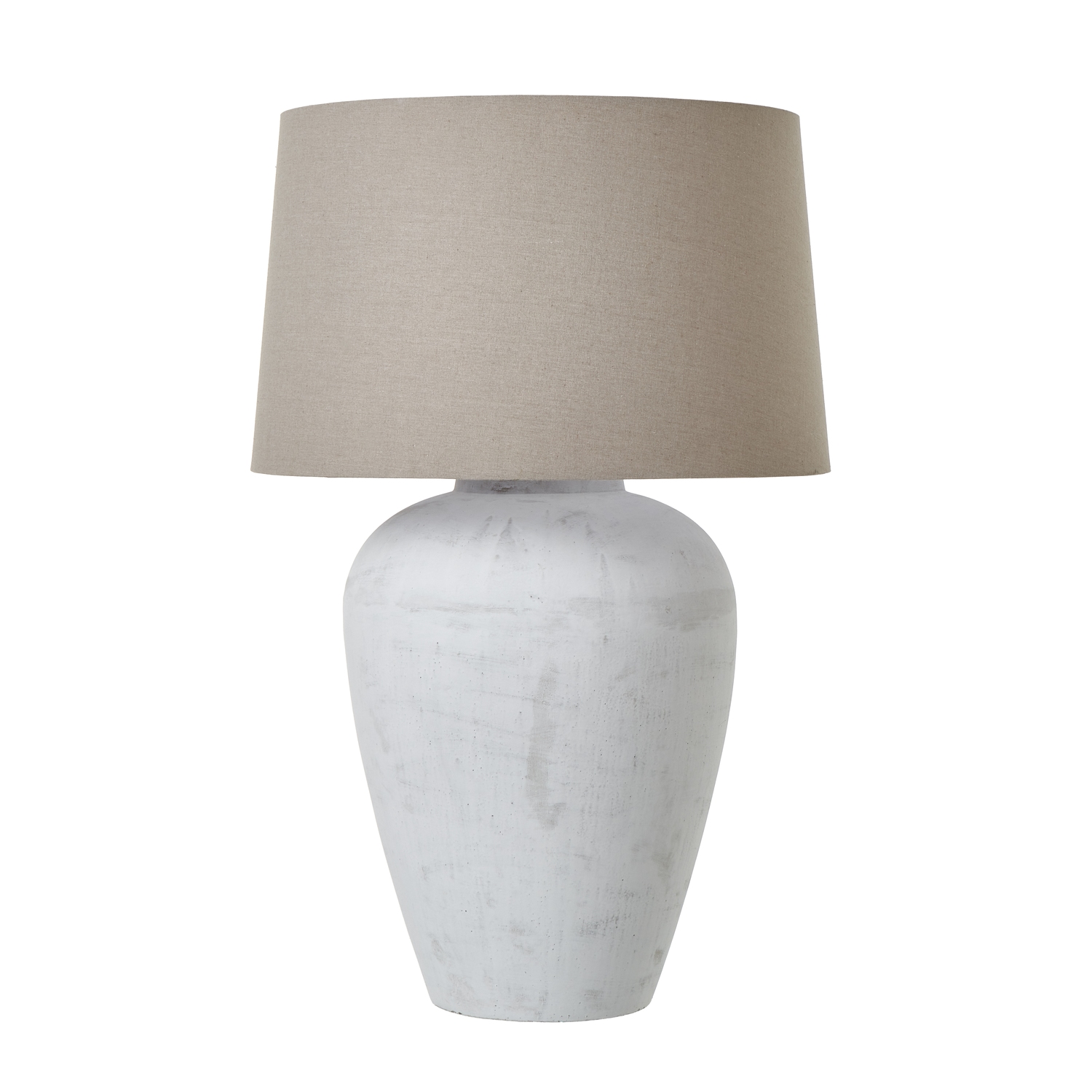 Athena Aged Stone Tall Table Lamp With Linen Shade - Image 1