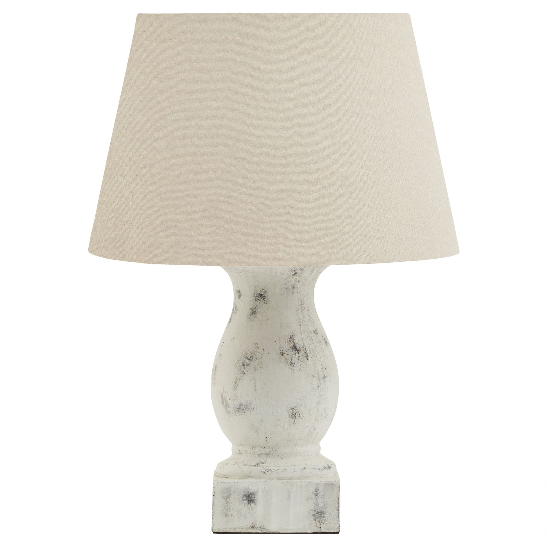 Darcy Antique White Pillar Table Lamp With Linen Shade - Image 1