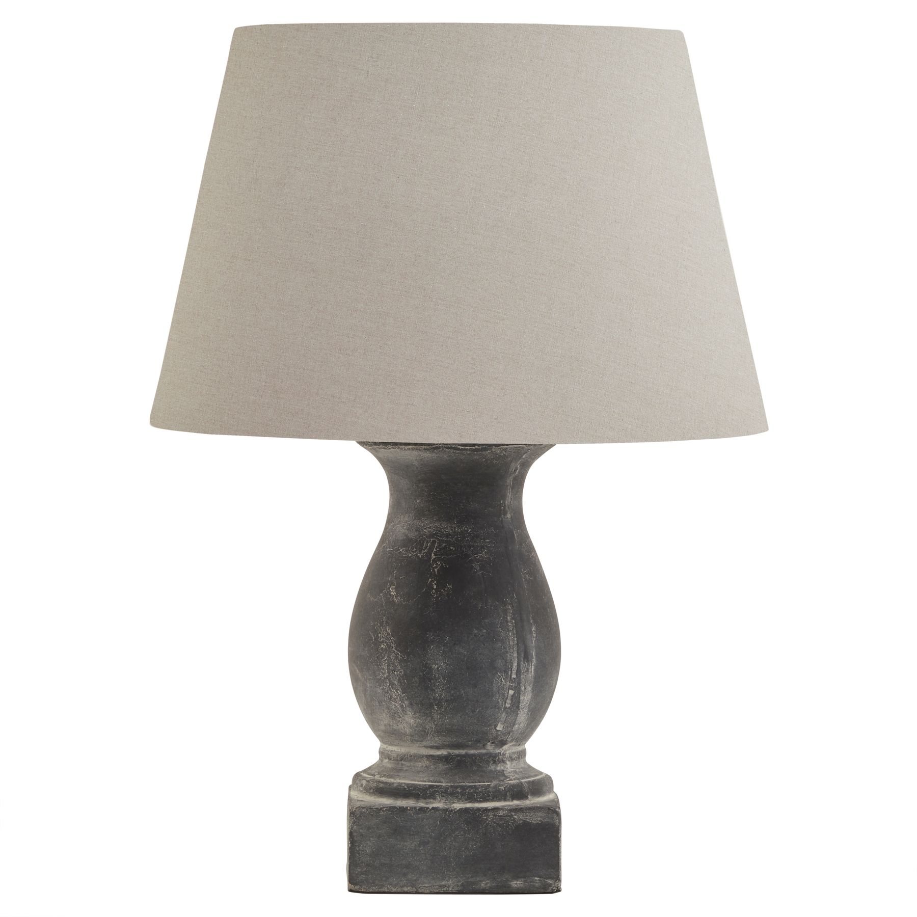 Amalfi Grey Pillar Table Lamp With Linen Shade - Image 1