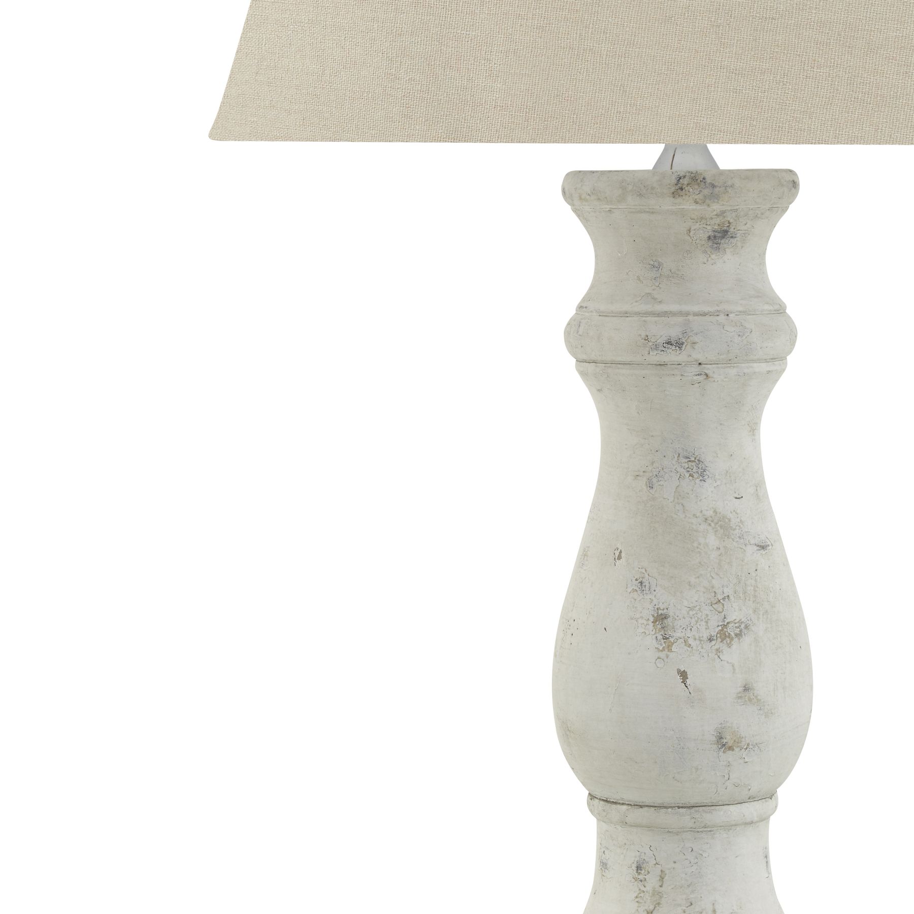 Darcy Antique White Candlestick Table Lamp With Linen Shade - Image 2
