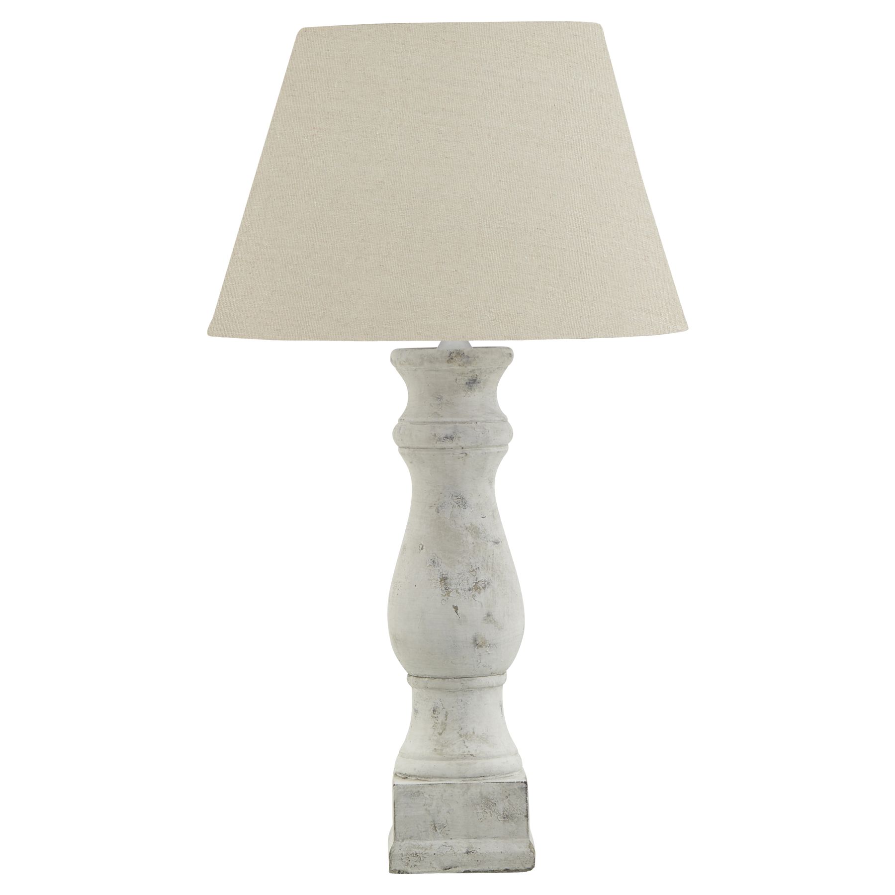 Darcy Antique White Candlestick Table Lamp With Linen Shade - Image 1