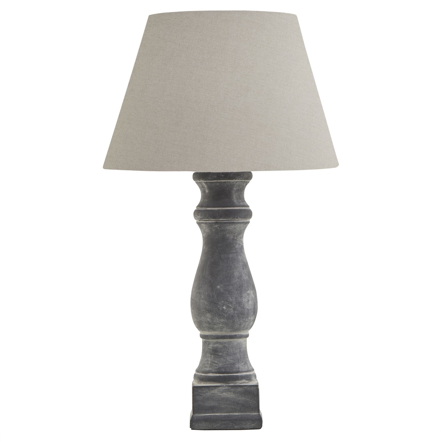 Amalfi Grey Candlestick Table Lamp With Linen Shade - Image 1