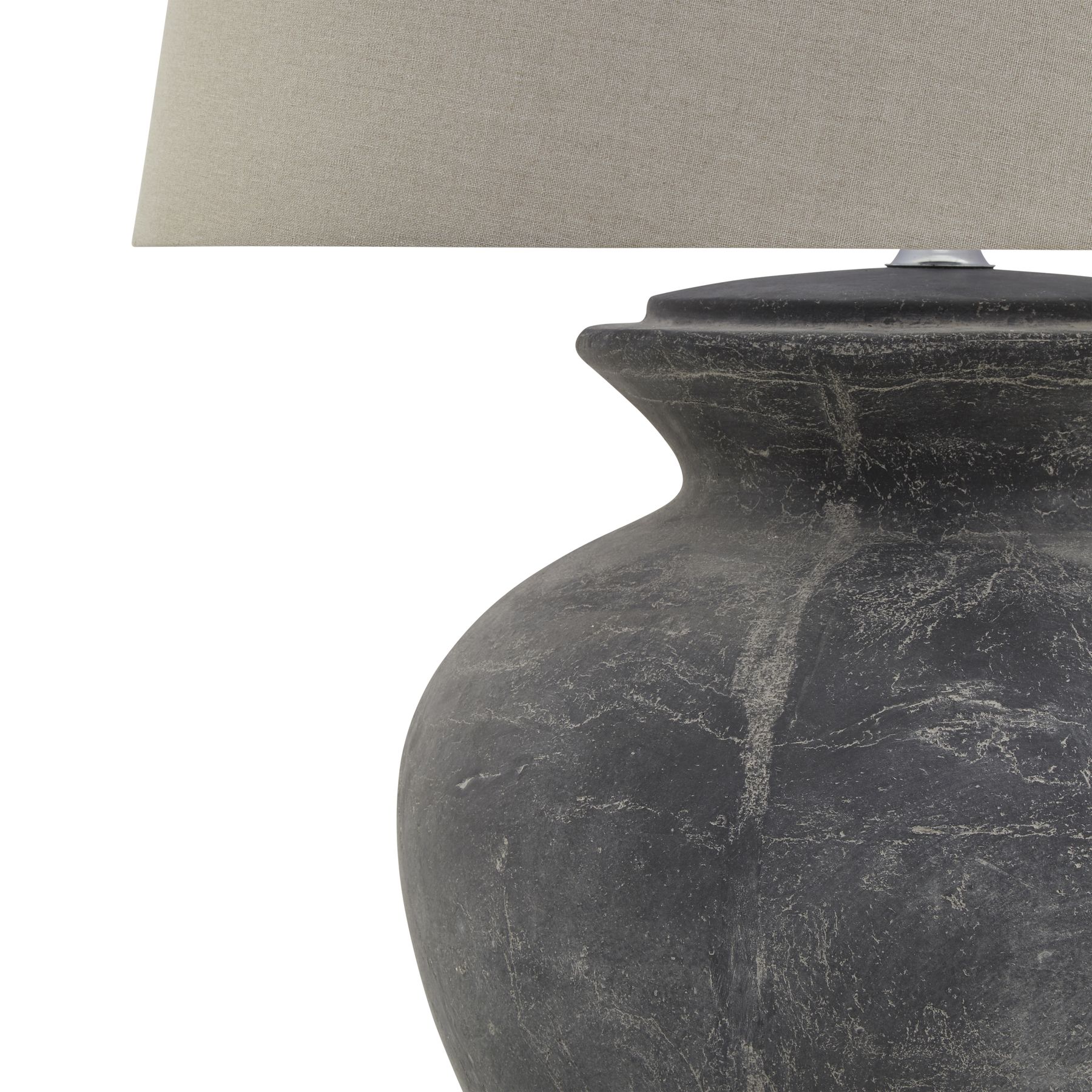 Amalfi Grey Round Table Lamp With Linen Shade - Image 2