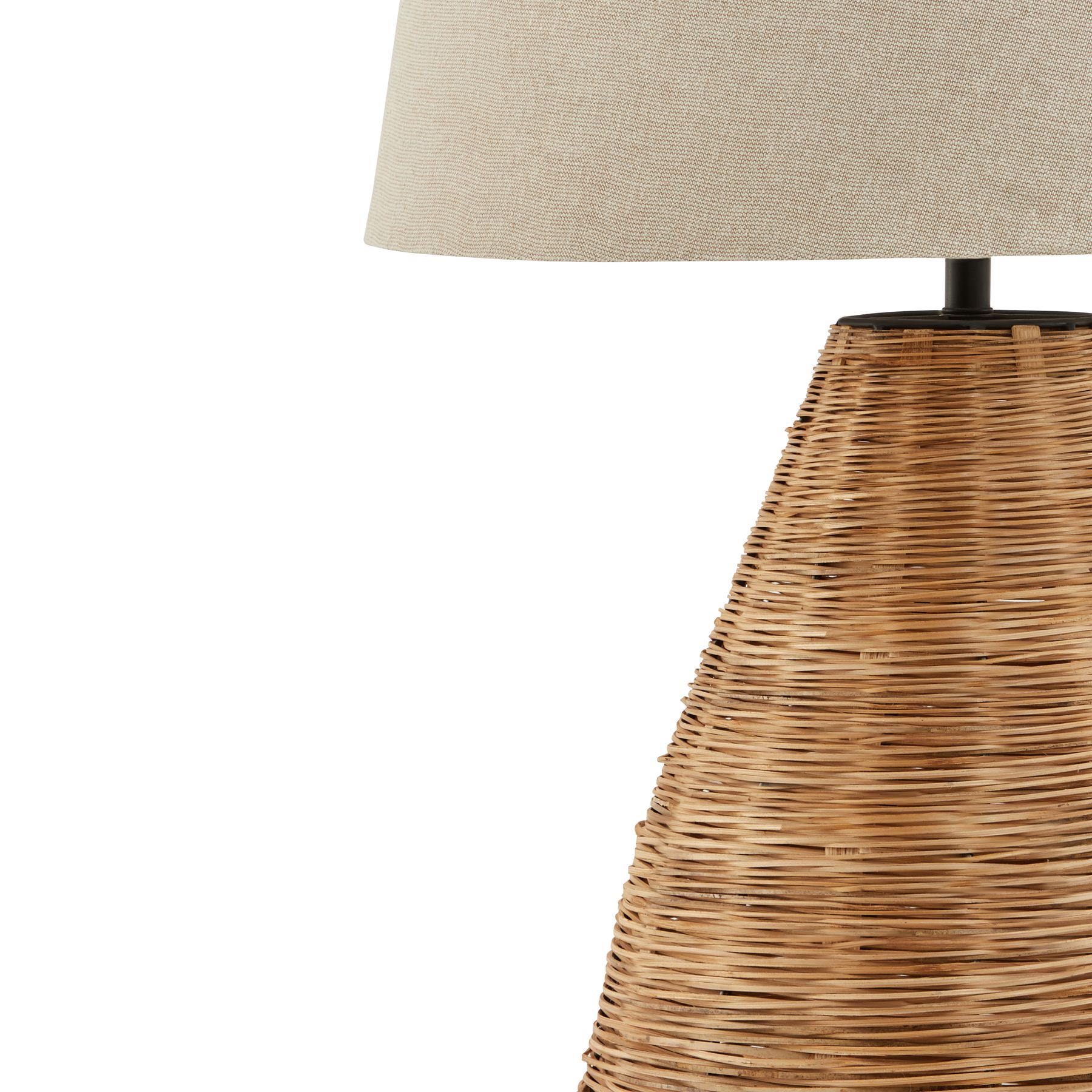 Conical Wicker Table Lamp With Linen Shade - Image 2