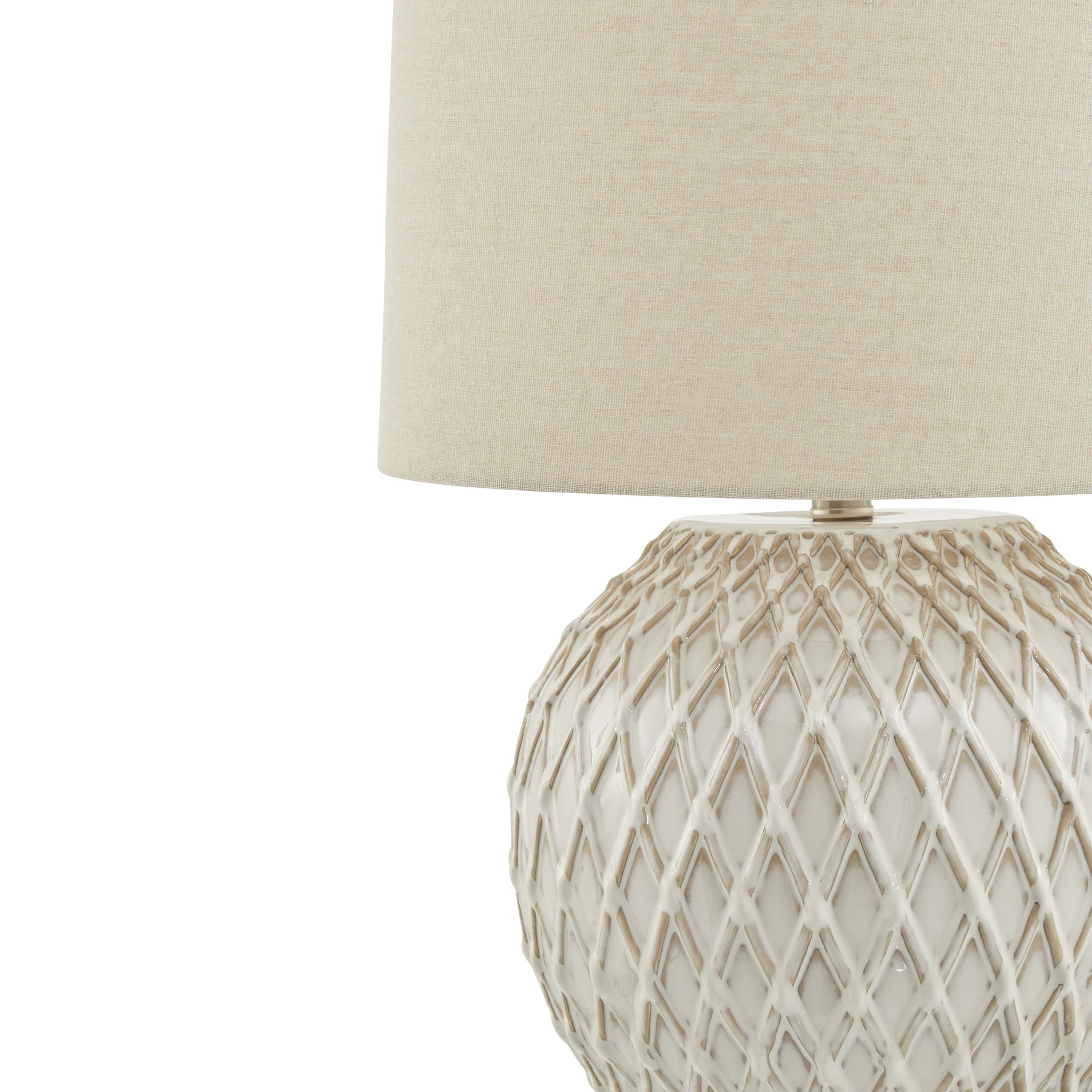 Lattice Ceramic Table Lamp With Linen Shade - Image 2