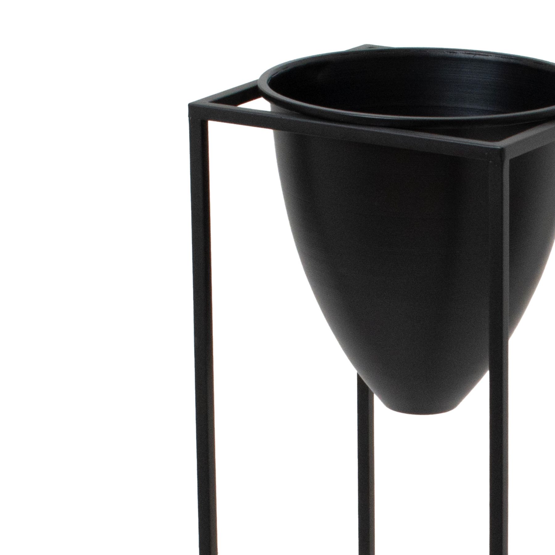 Large Matt Black Bullet Planter On Black Frame - Image 2