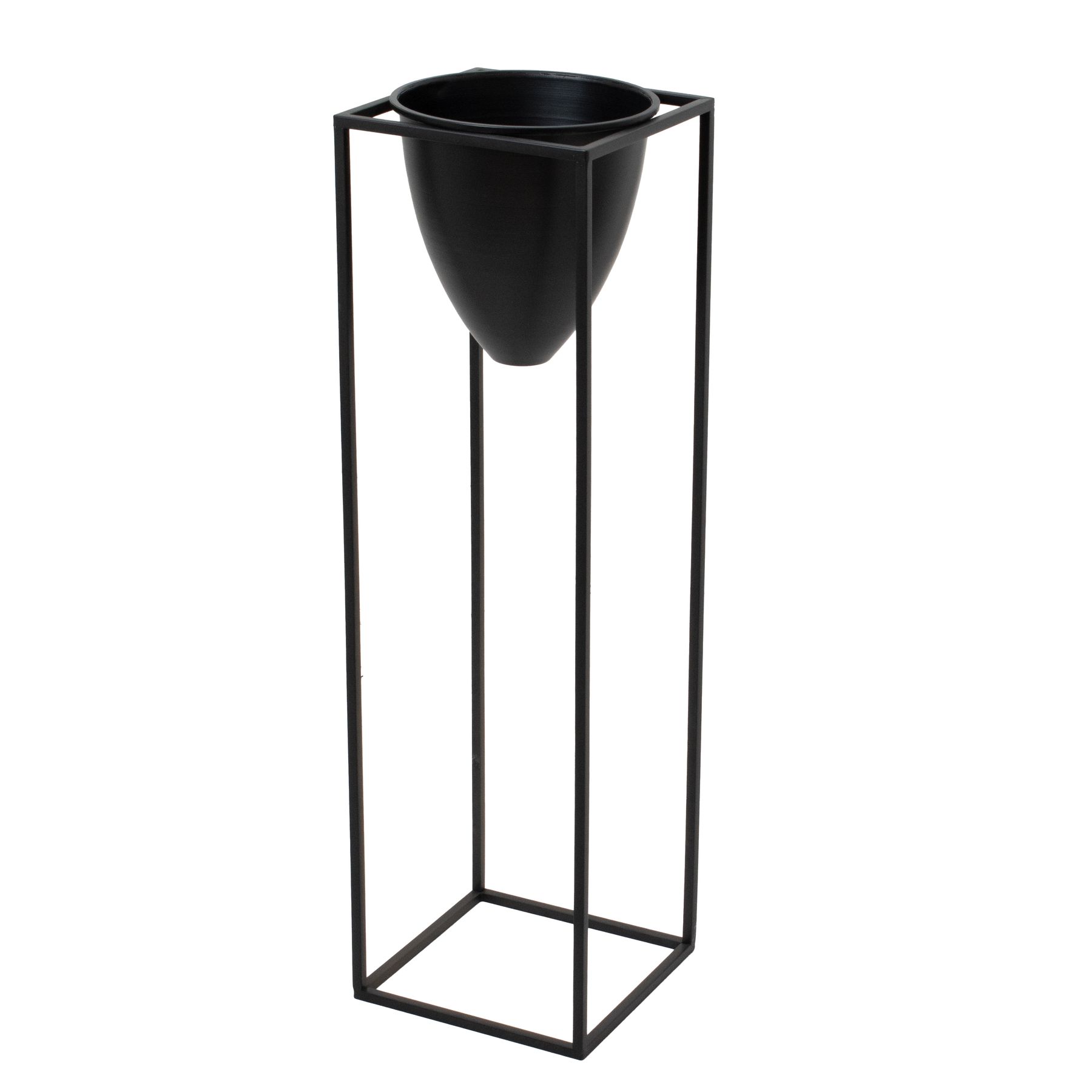 Large Matt Black Bullet Planter On Black Frame - Image 1