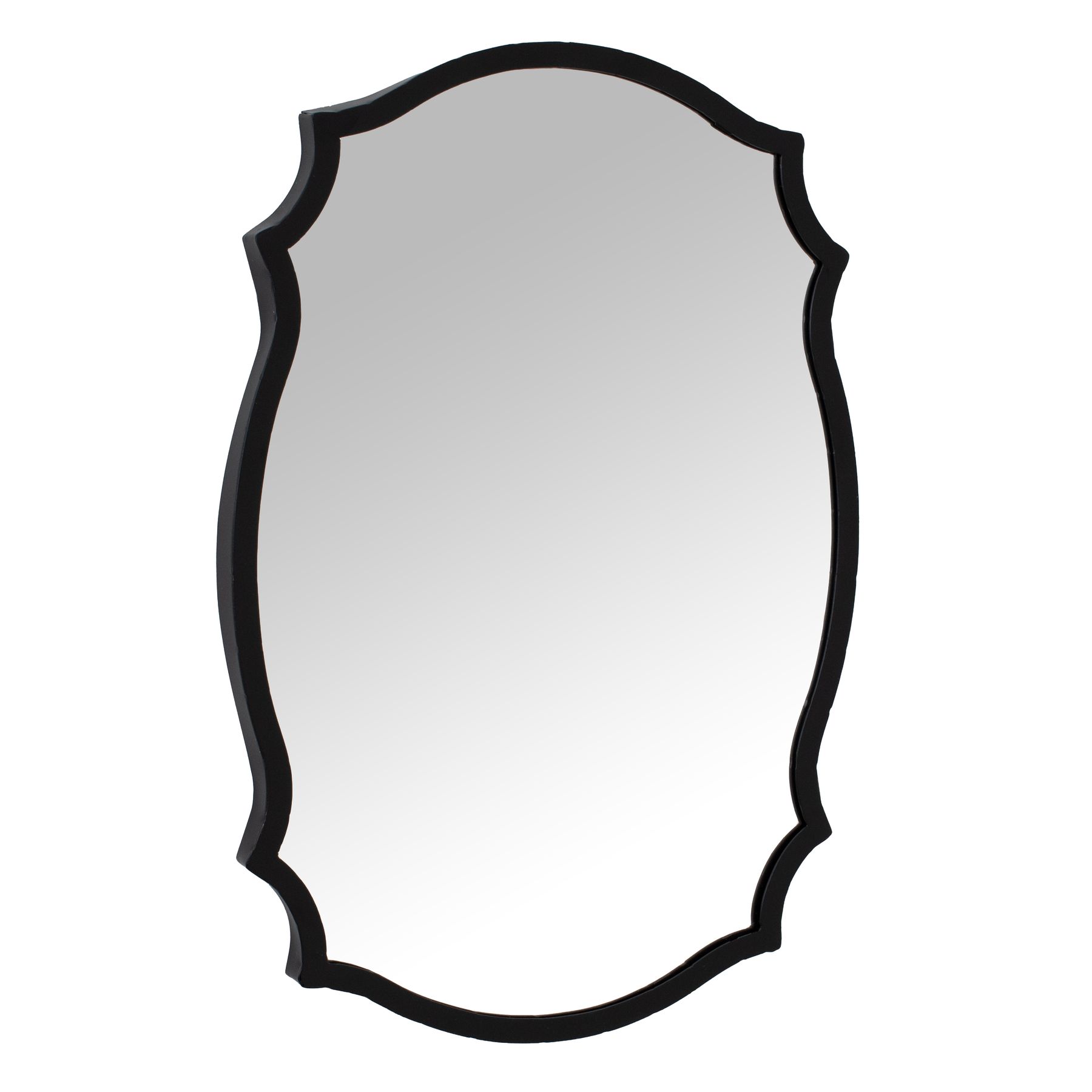 Matt Black Ornate Curved Mirror - Image 1