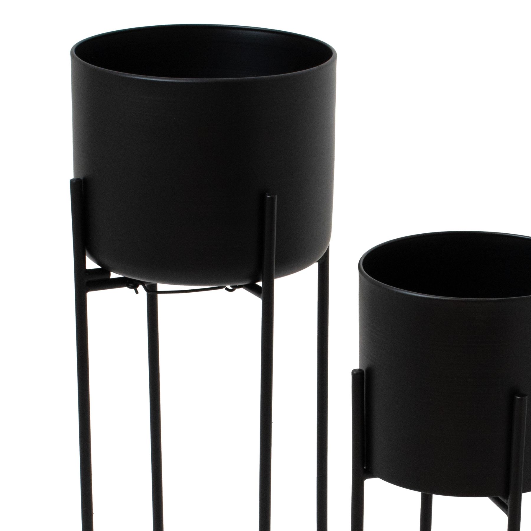 Set Of Two Matt Black Planters On Stand Wholesale by Hill Interiors
