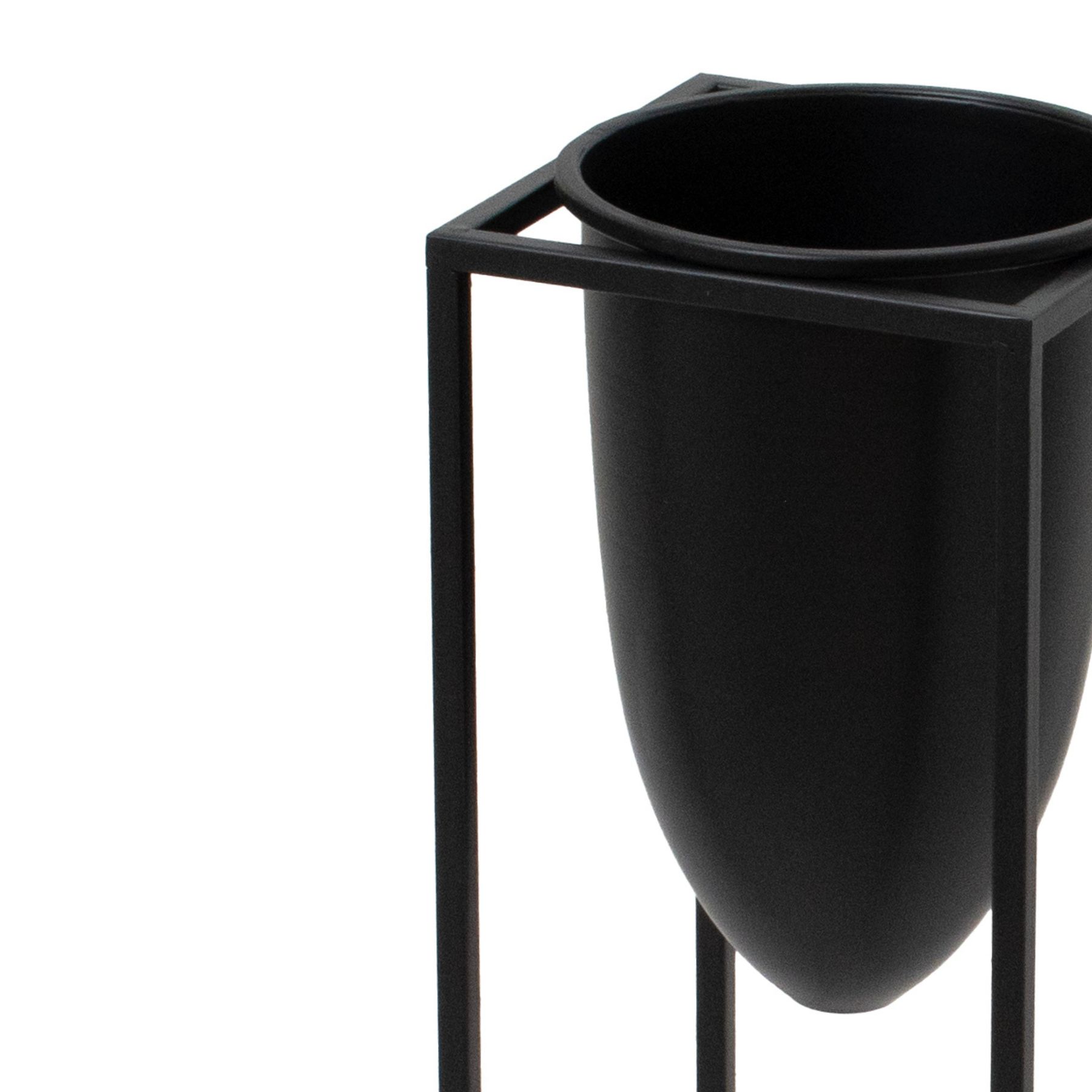 Matt Black Bullet Planter On Black Frame - Image 2