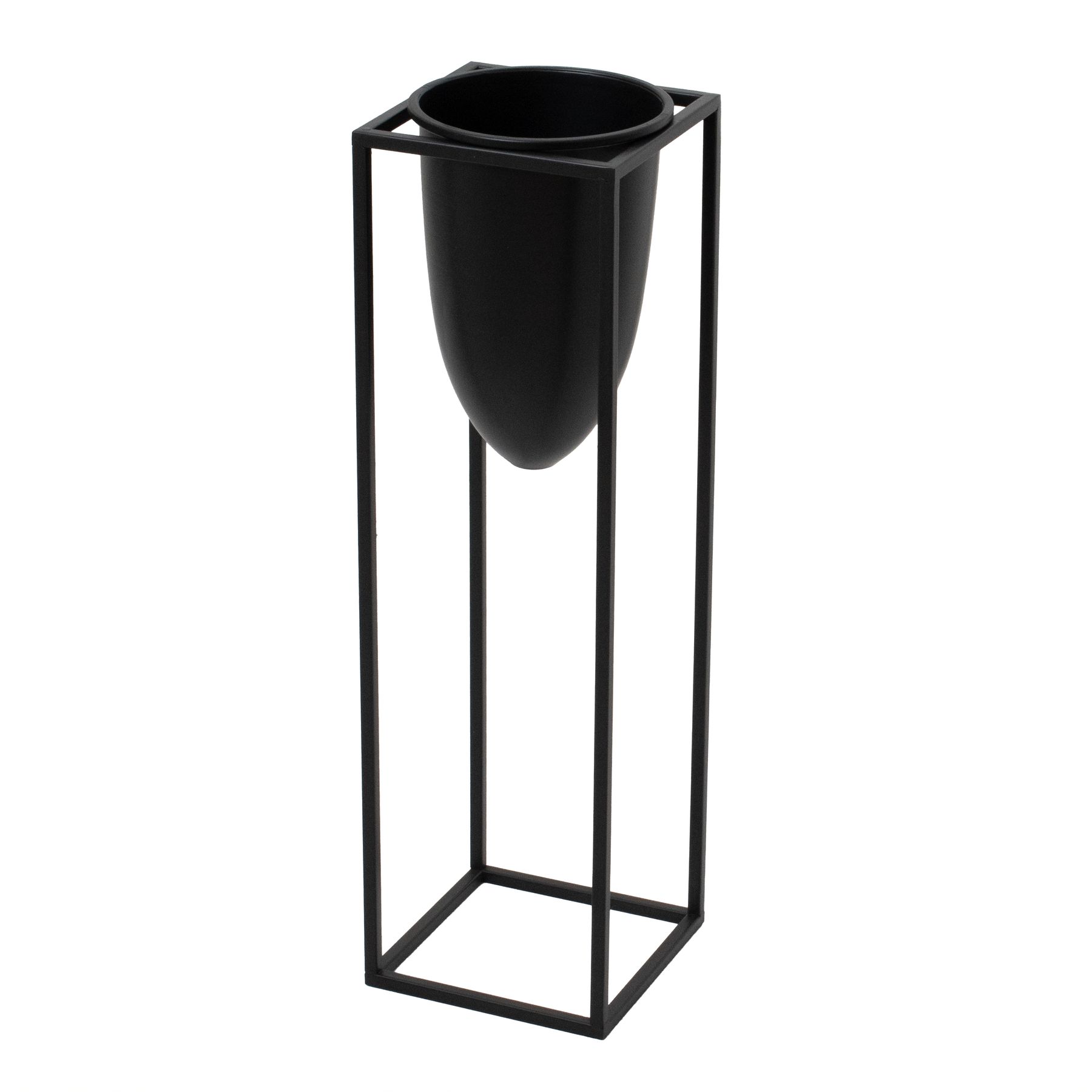 Matt Black Bullet Planter On Black Frame - Image 1