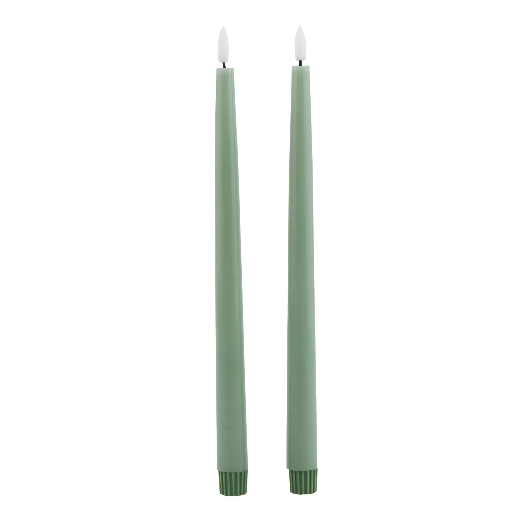 Luxe Collection S/2 Sage LED Wax Dinner Candles - Image 1