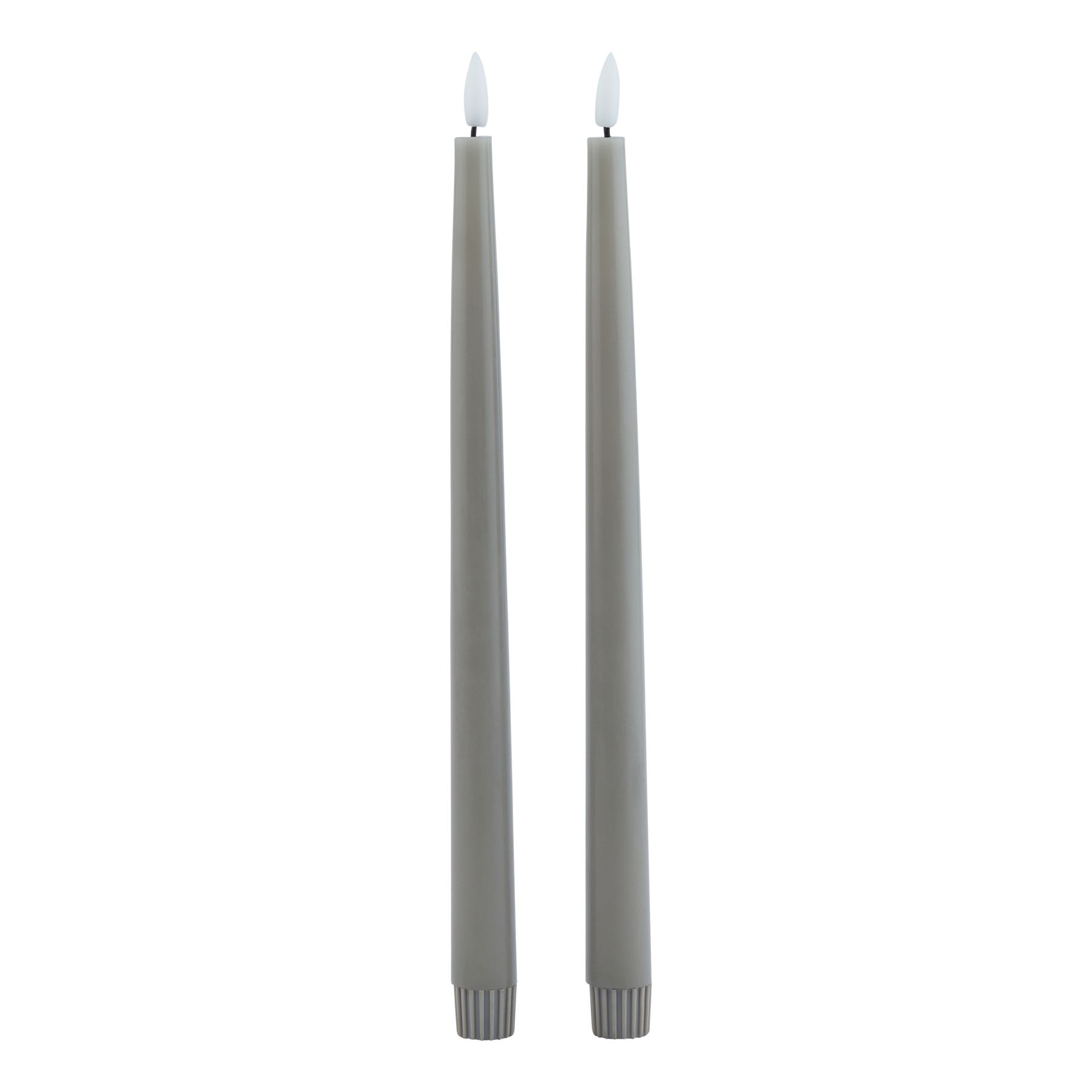 Luxe Collection S/2 Grey LED Wax Dinner Candles - Image 1