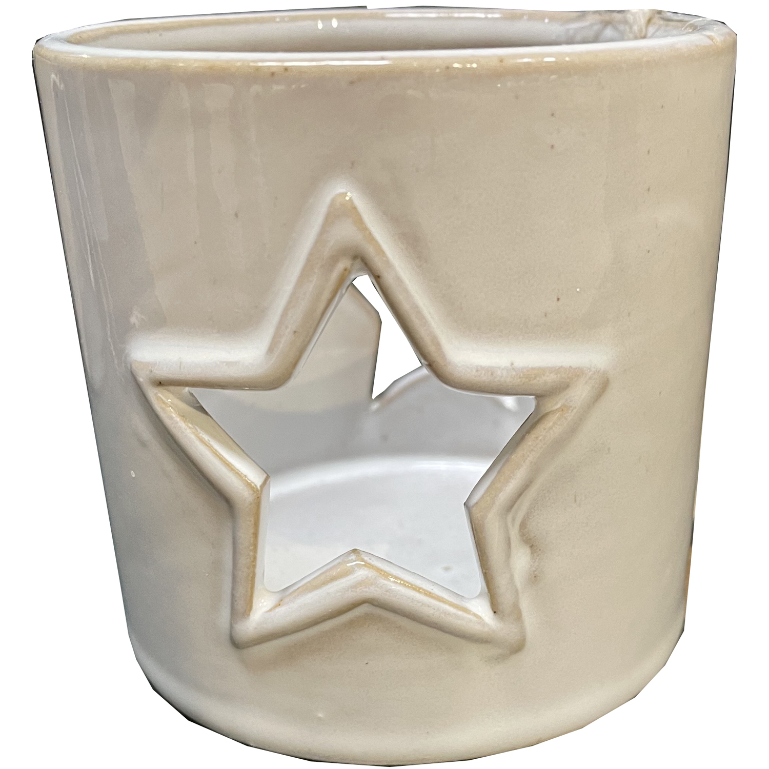 White Ceramic Star Cut-Out Tealight Holder - Image 1