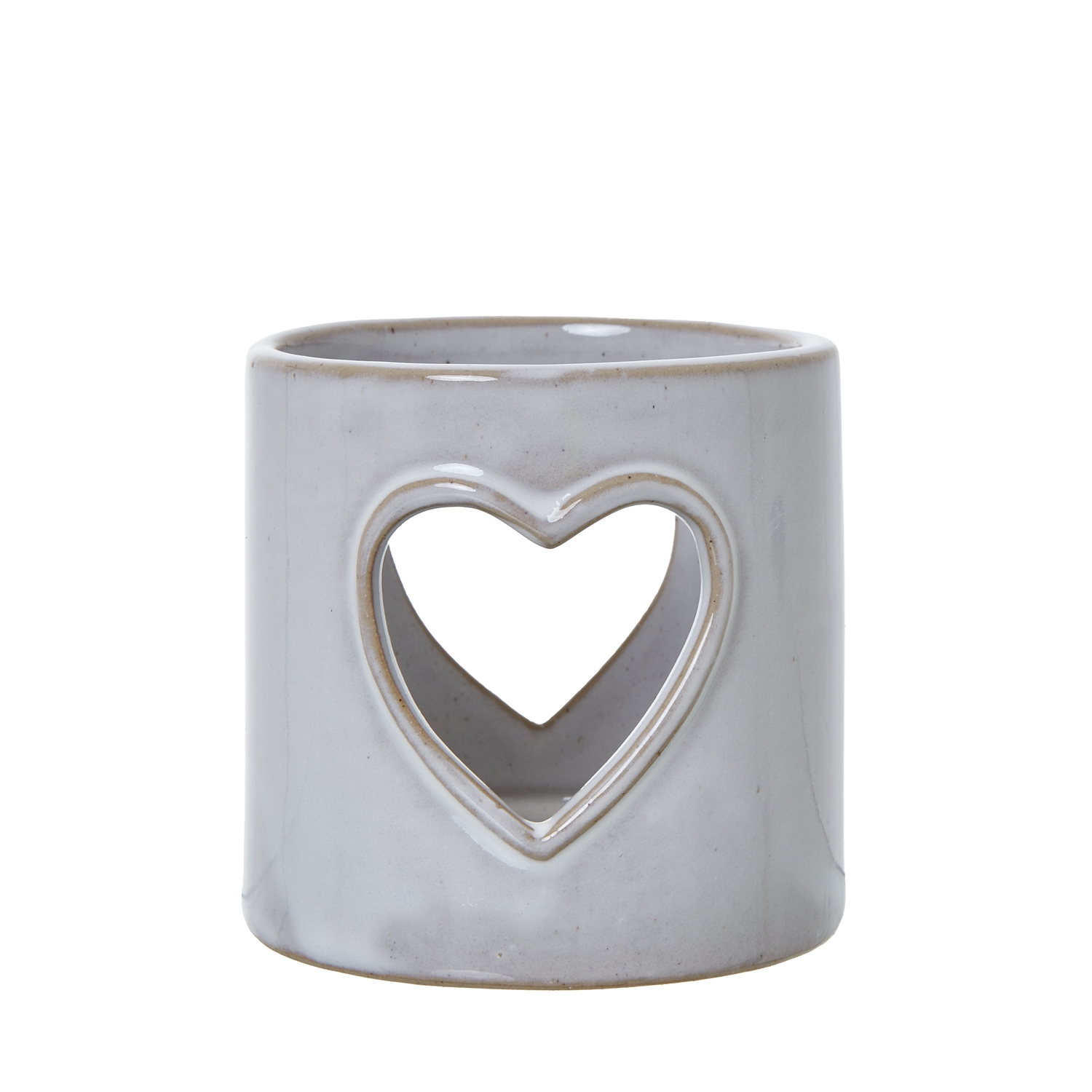 White Ceramic Heart Cut-Out Tealight Holder - Image 1