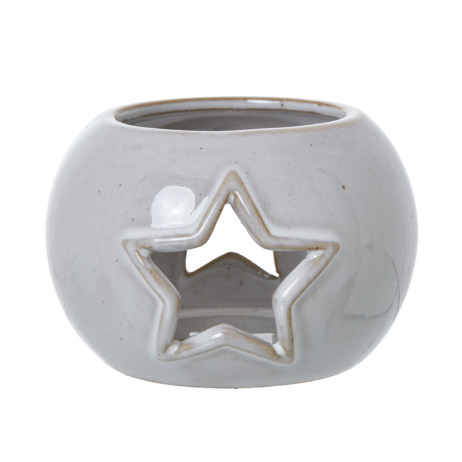 White Ceramic Star Cut-Out Round Tealight Holder - Image 1