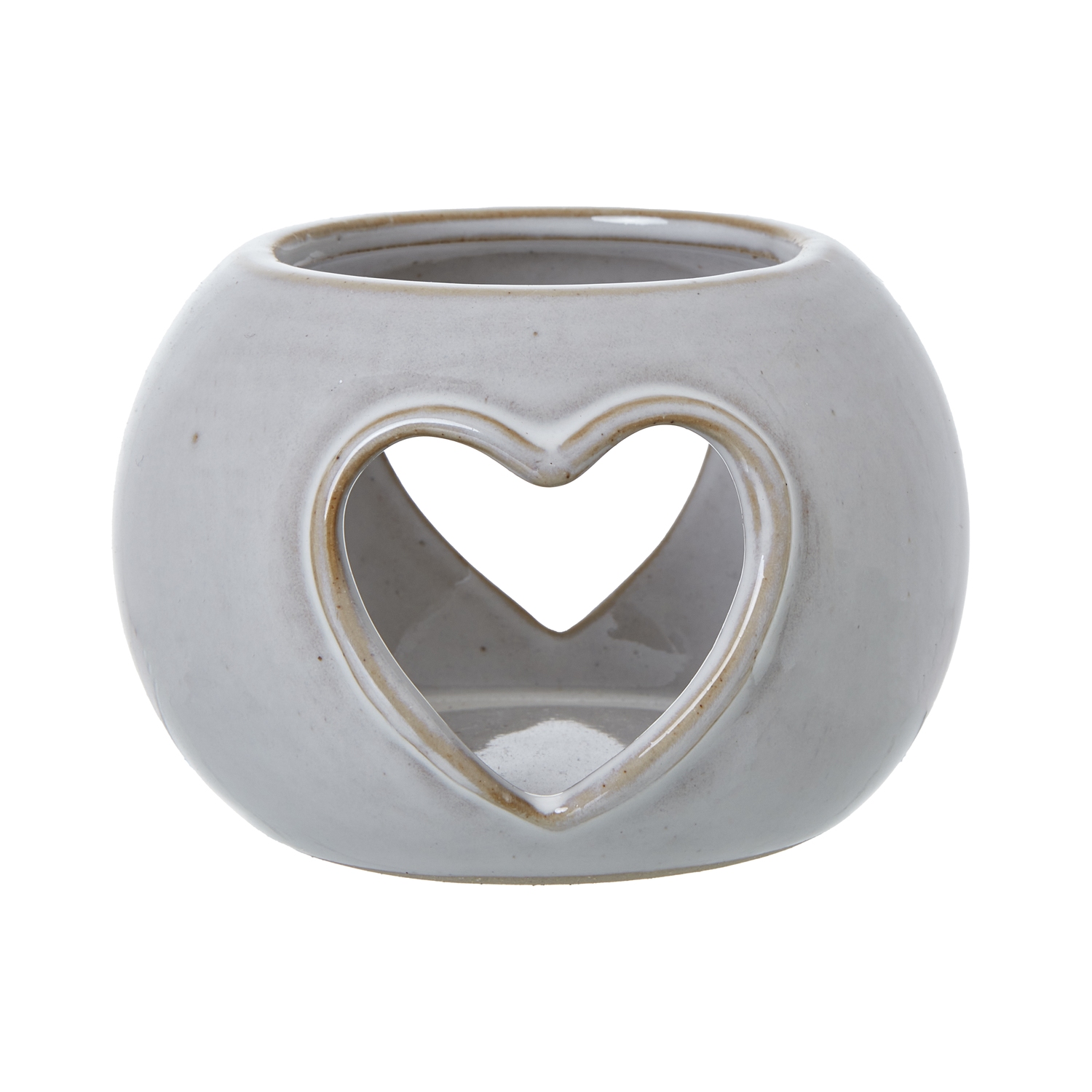 White Ceramic Heart Cut-Out Round Tealight Holder - Image 1