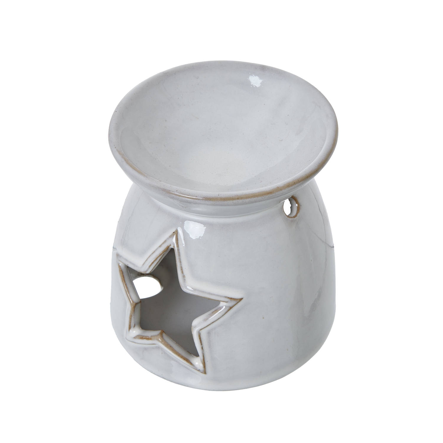 White Ceramic Star Cut-Out Wax Melt Tealight Holder - Image 3