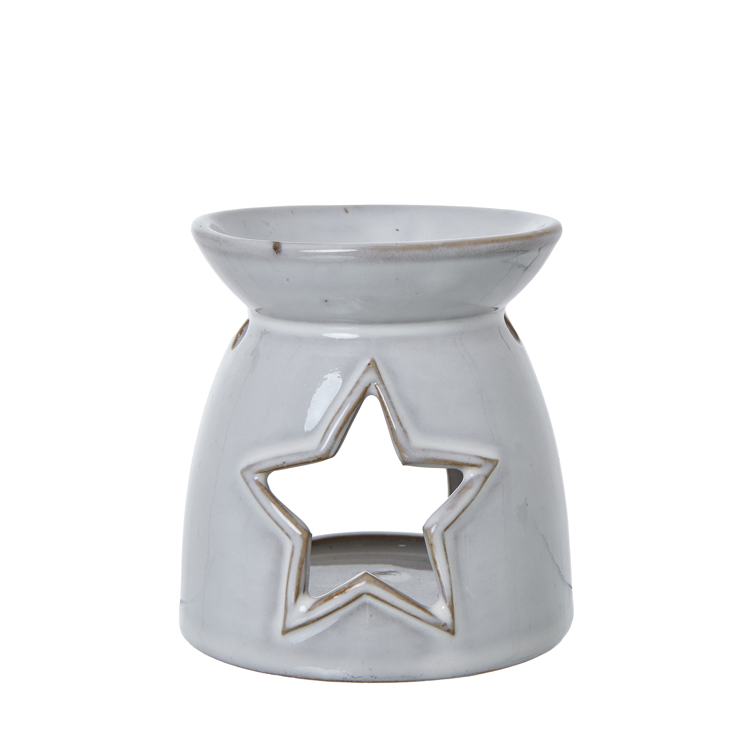 White Ceramic Star Cut-Out Wax Melt Tealight Holder - Image 1