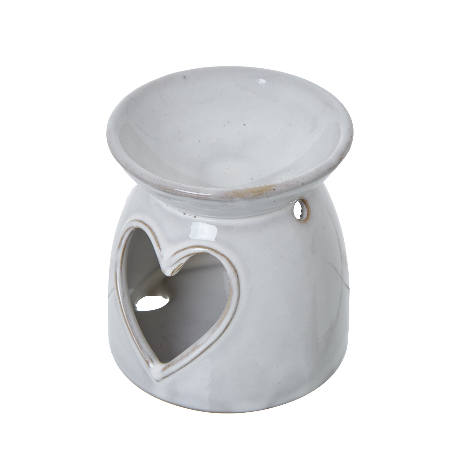 White Ceramic Heart Cut-Out Wax Melt Tealight Holder - Image 1