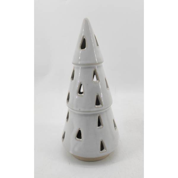 Medium White Ceramic Cut-Out Tree With LED Lights - Image 1