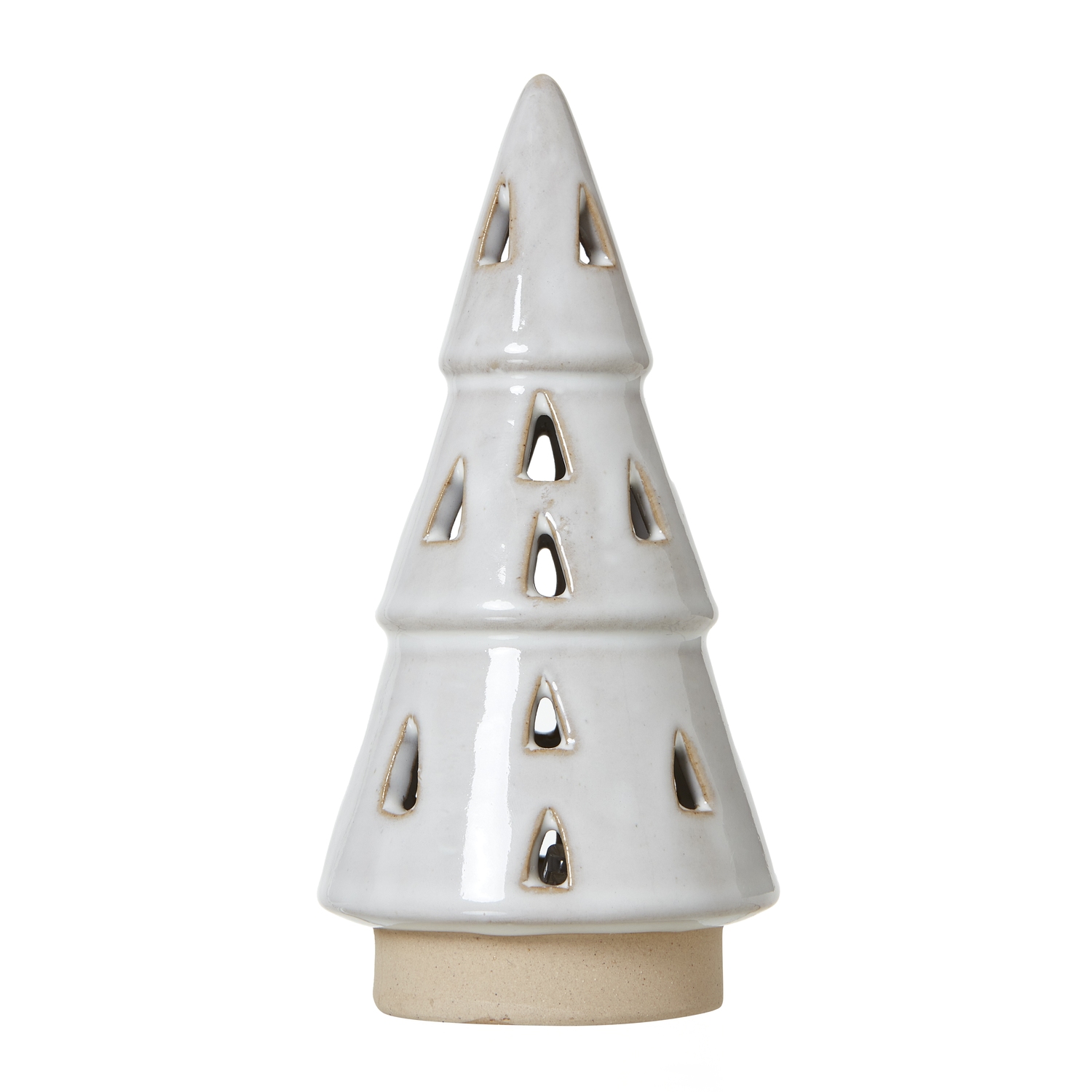 Small White Ceramic Cut-Out Tree With LED Lights - Image 1