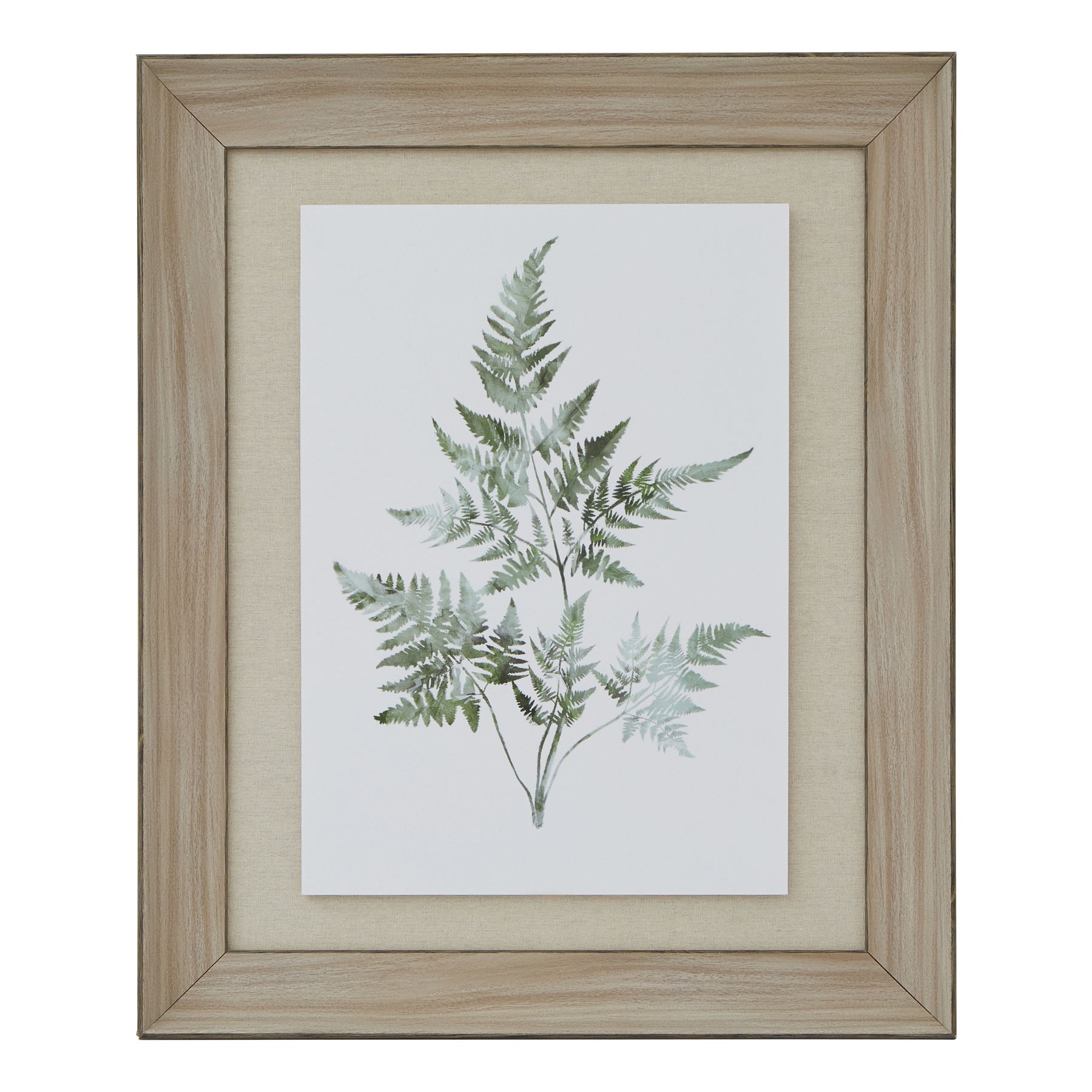 Watercolour Bracken Fern In Washed Wood Frame - Image 1