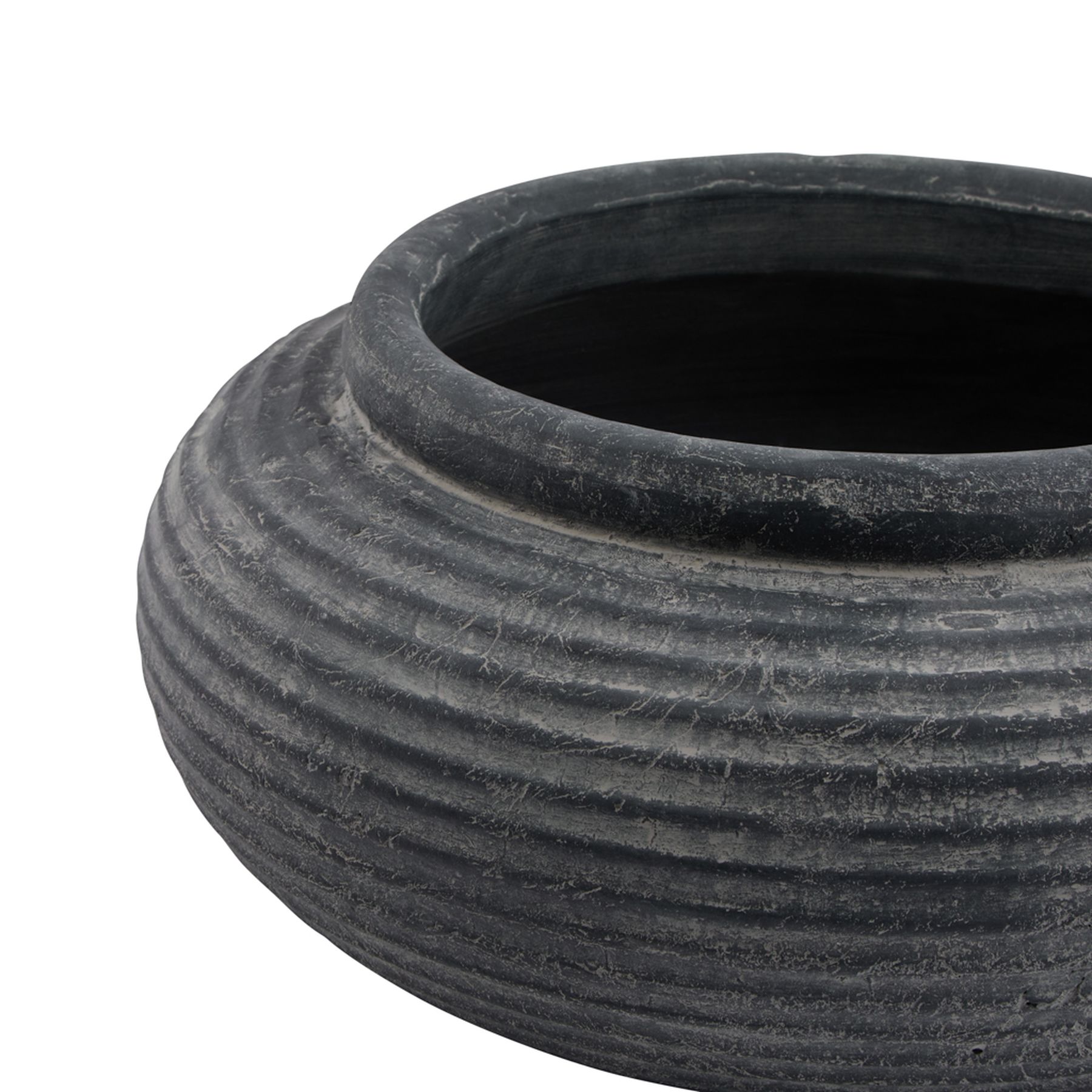 Amalfi Grey Round Ribbed Planter - Image 2