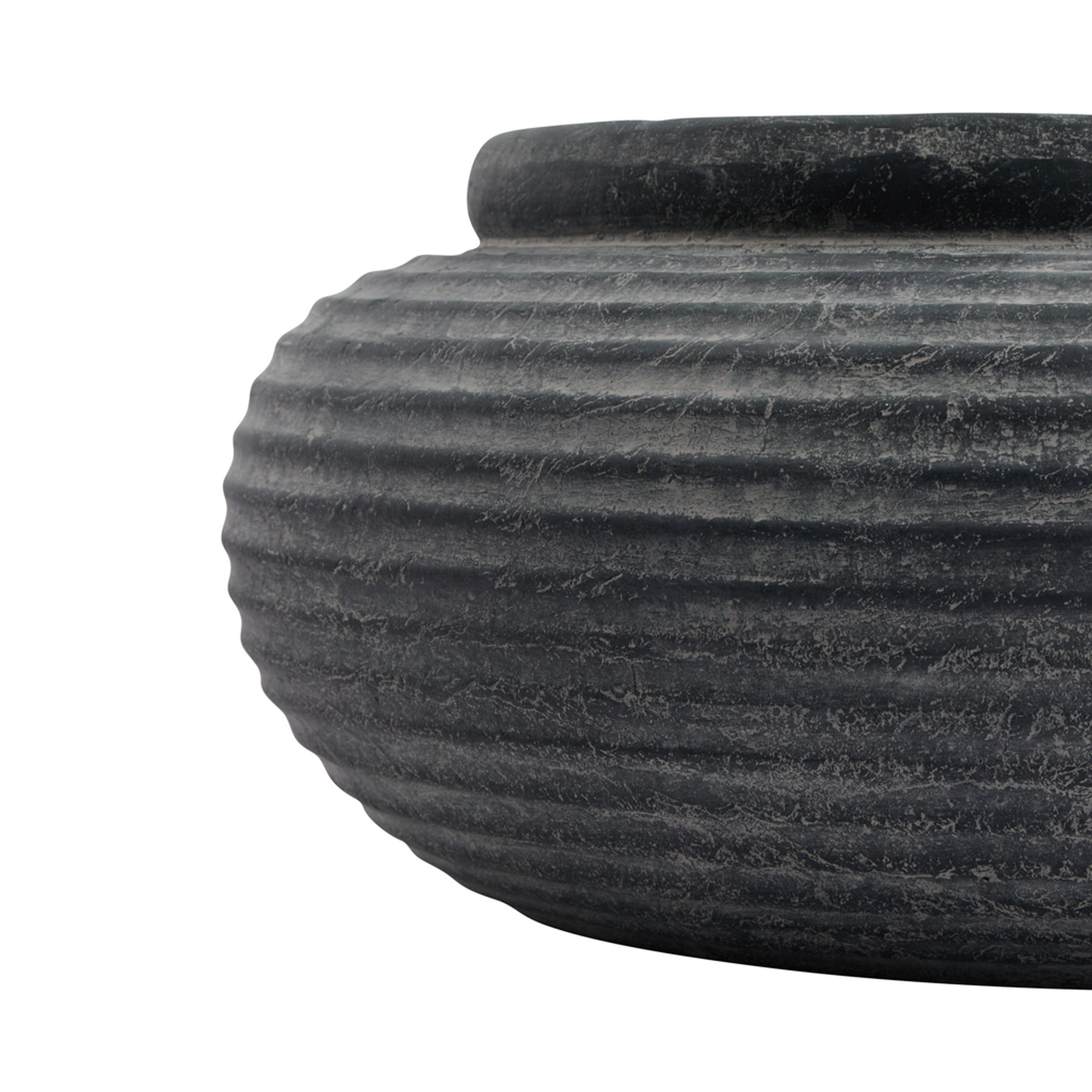 Amalfi Grey Round Ribbed Planter - Image 3