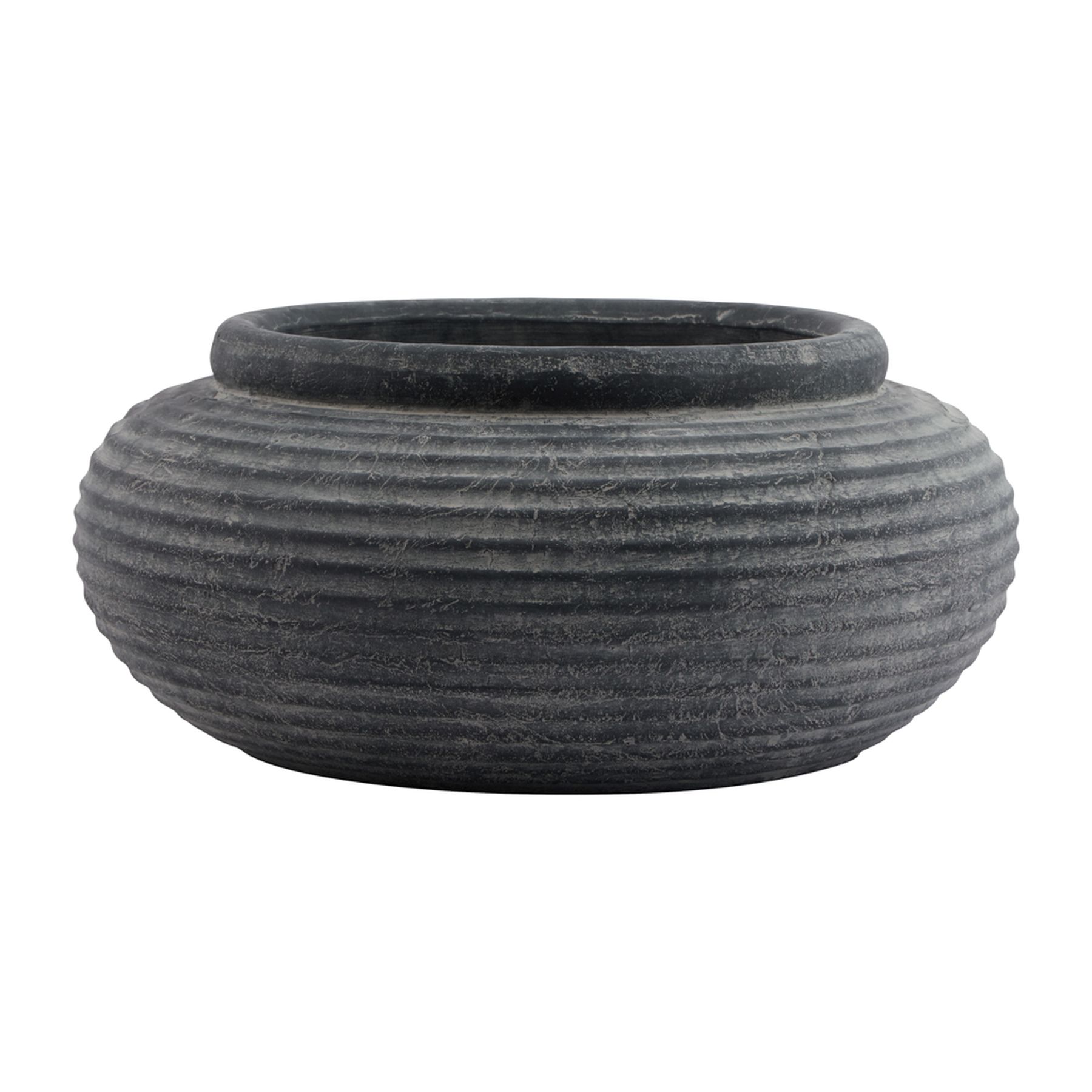 Amalfi Grey Round Ribbed Planter - Image 1