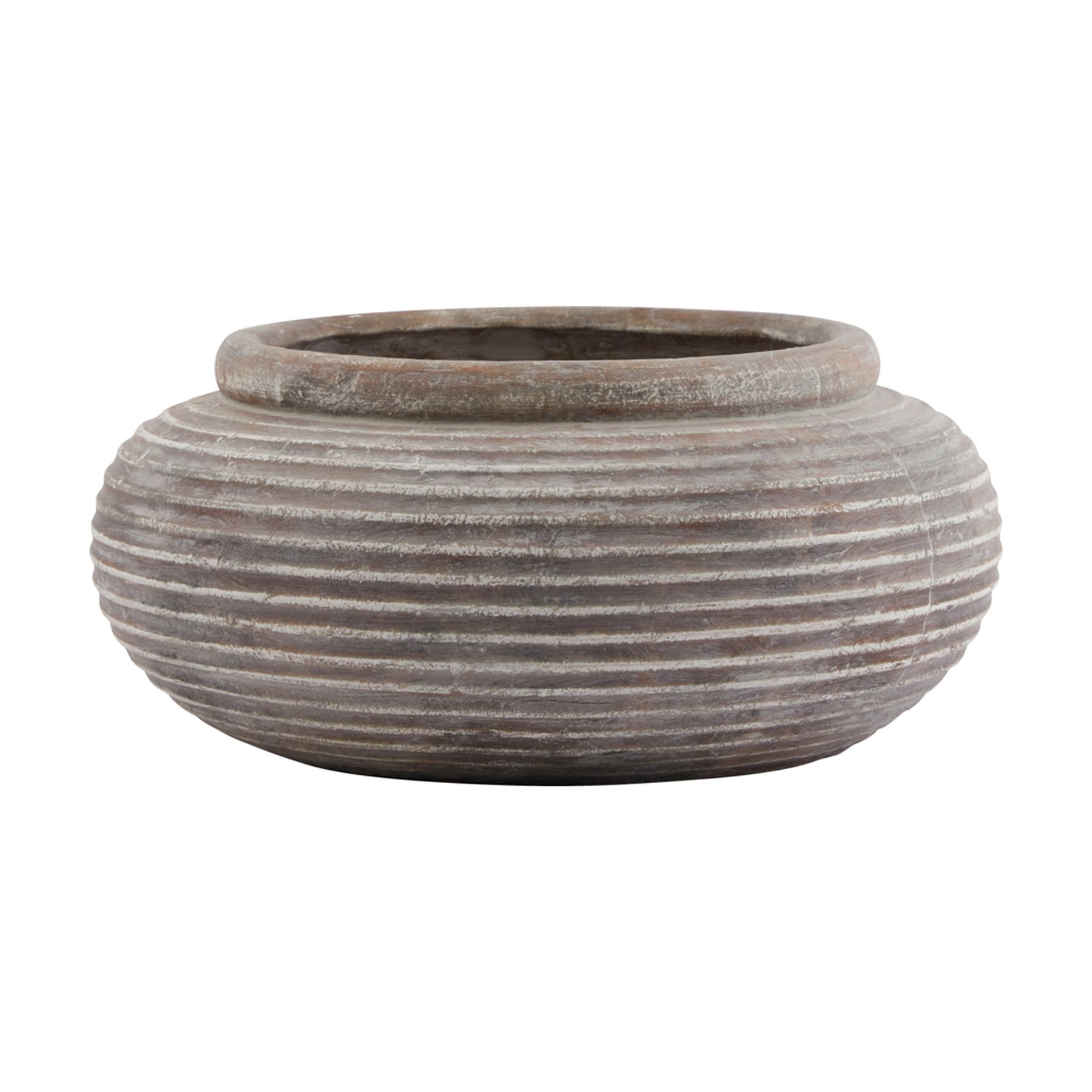 Siena Brown Round Ribbed Planter - Image 1