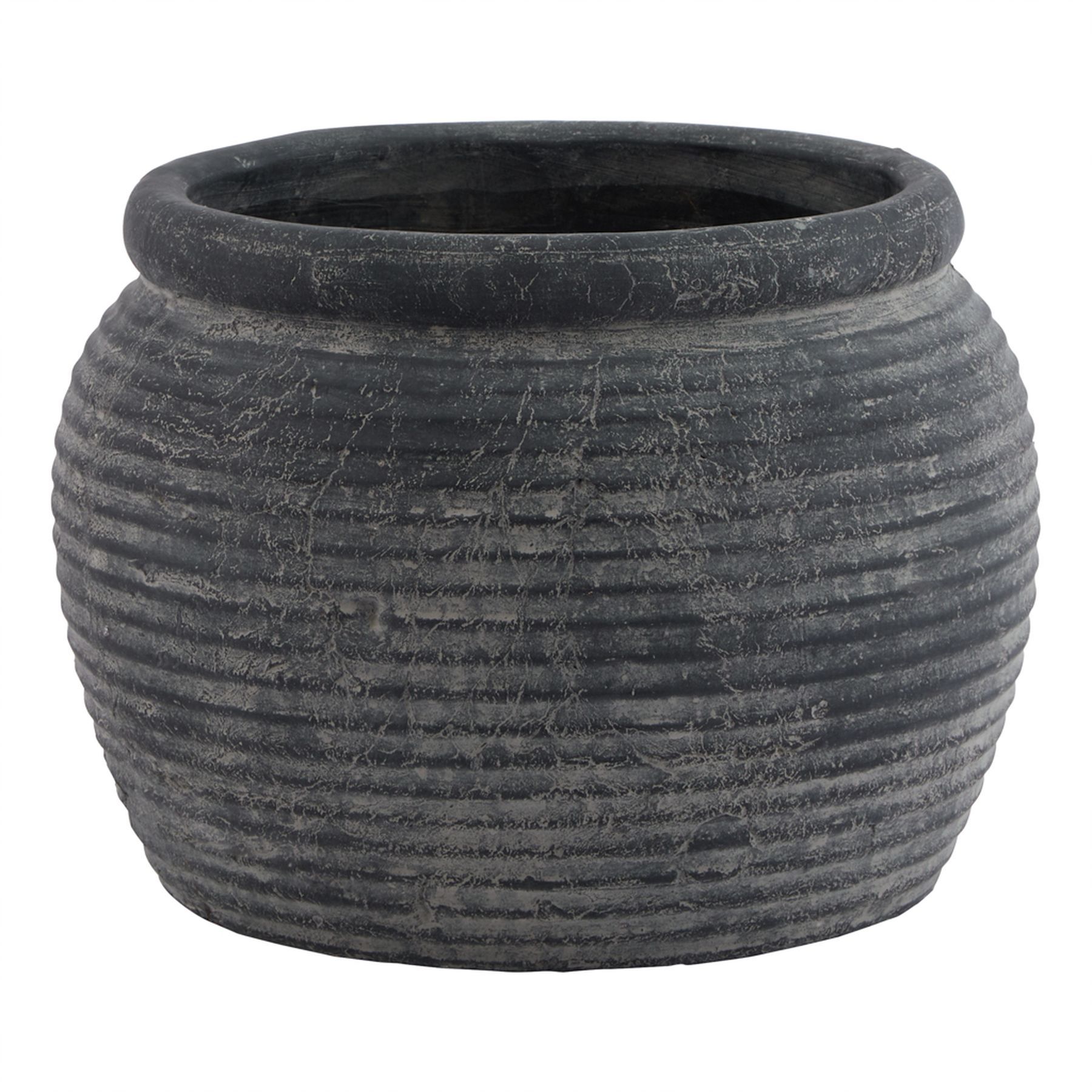 Amalfi Grey  Rimmed Large Plant Pot - Image 1