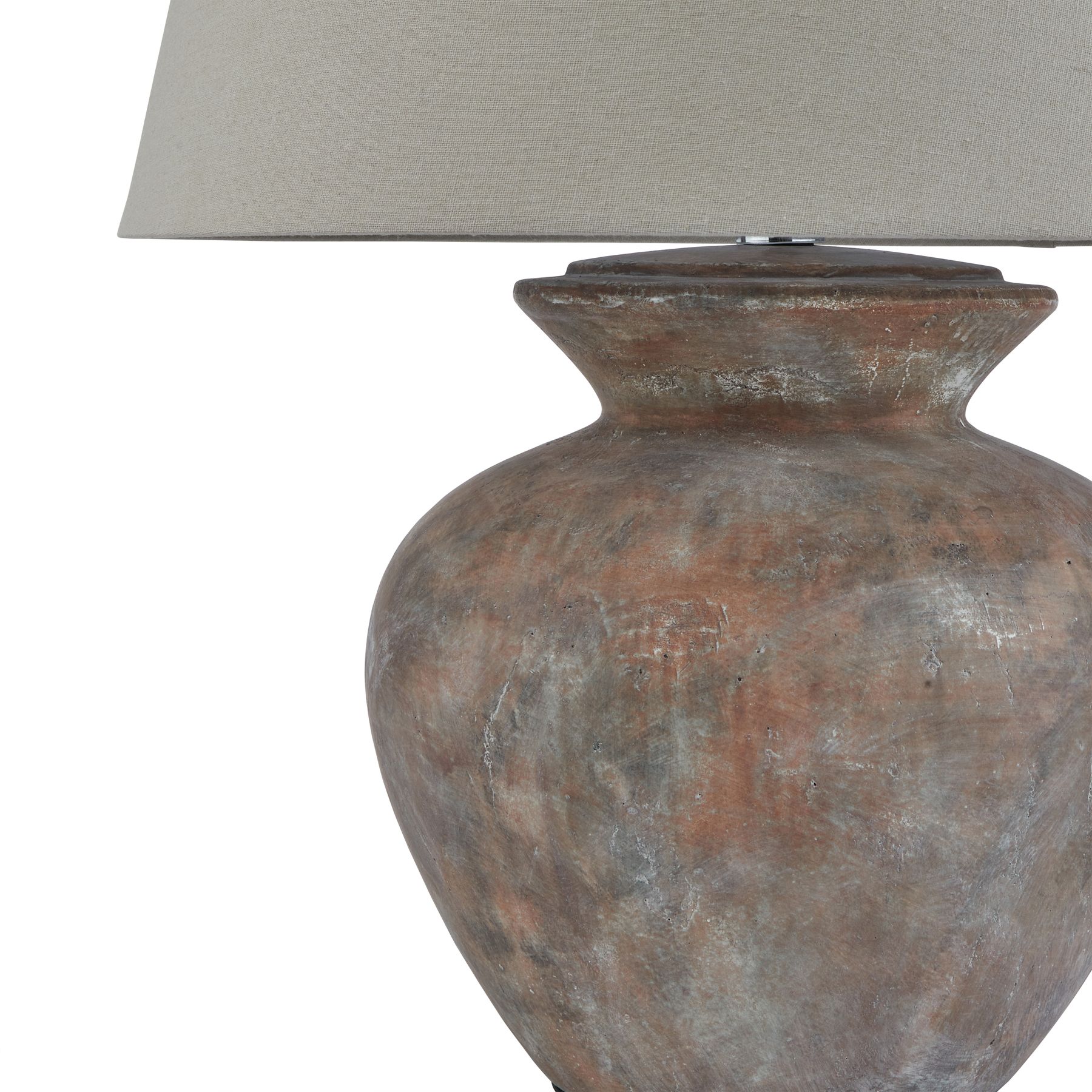 Siena Brown  Round Table Lamp With Linen Shade - Image 2