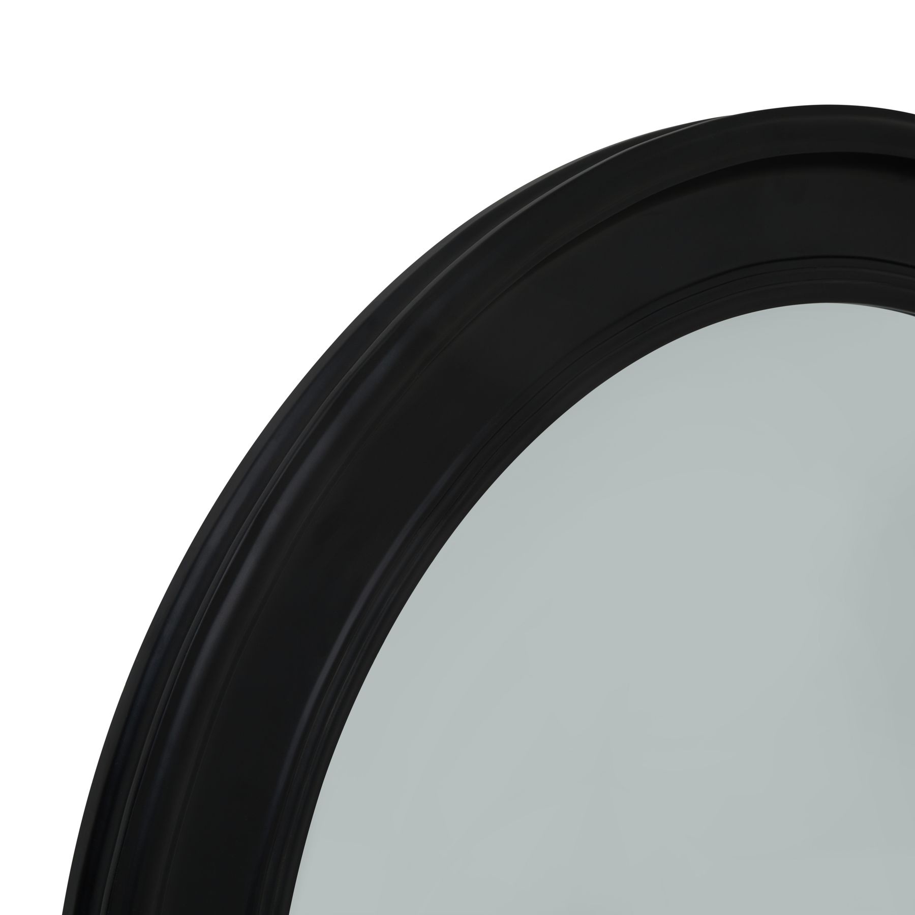 Black Wood Round Framed Mirror - Image 2
