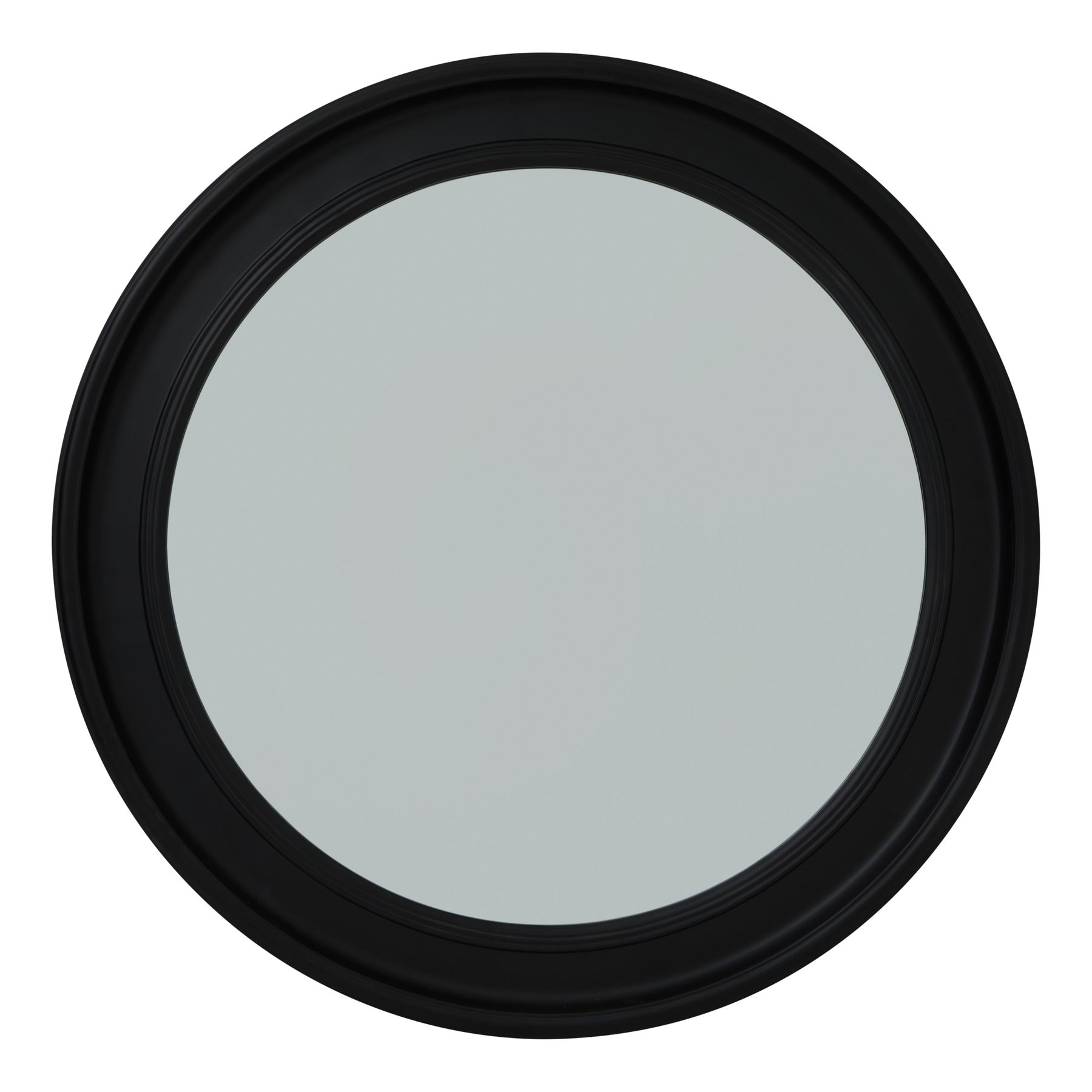 Black Wood Round Framed Mirror - Image 1