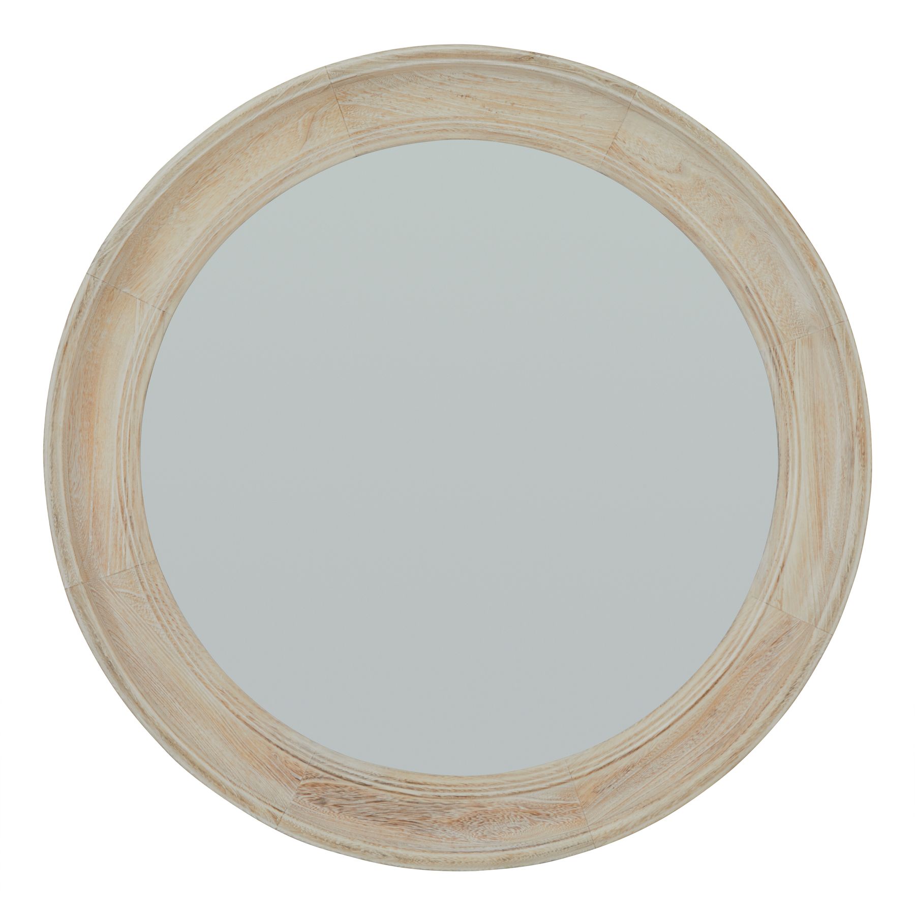 Washed Wood Round Framed Mirror - Image 1