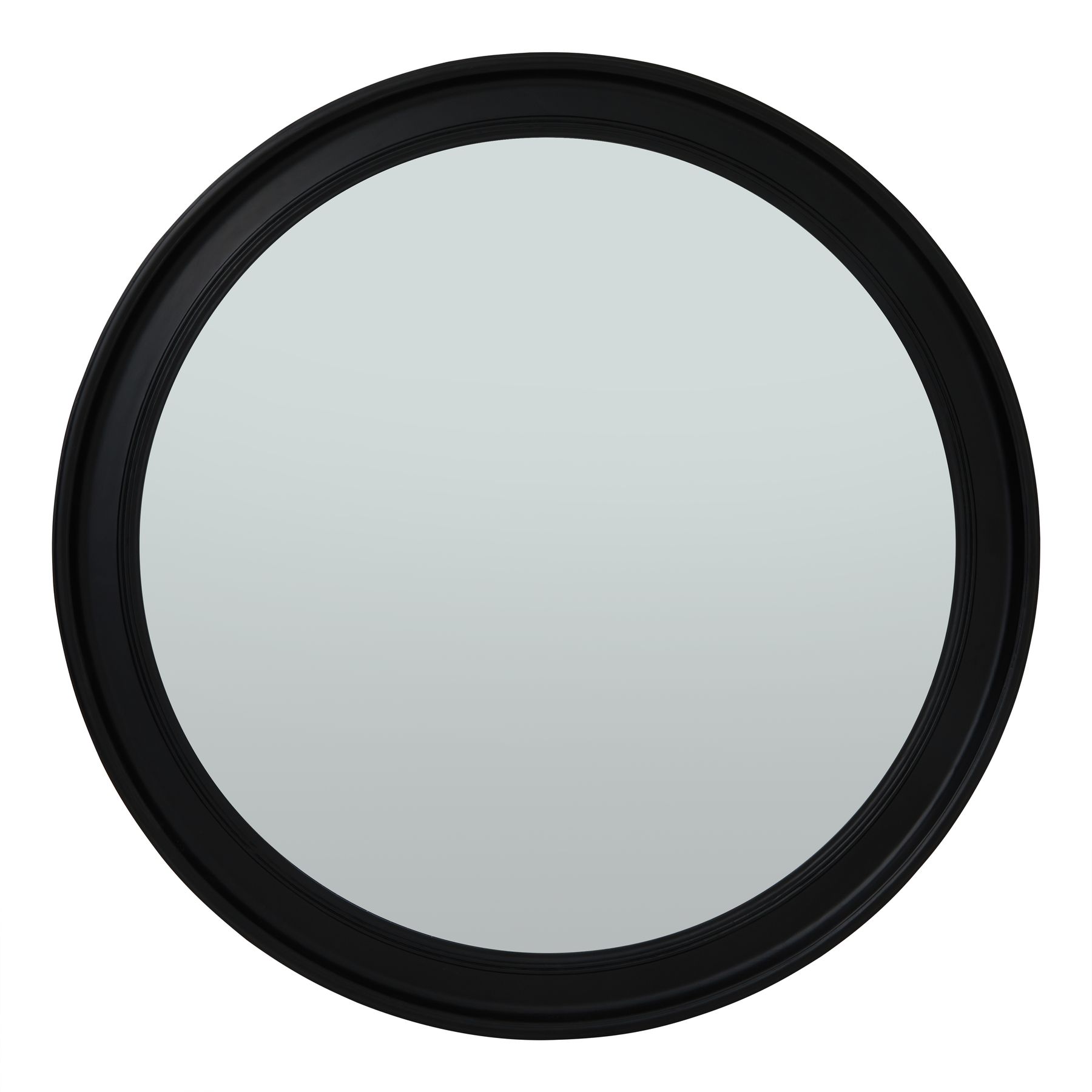 Black Wood Round Framed Large Mirror - Image 1